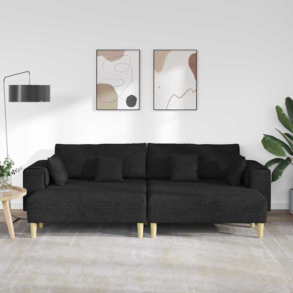 vidaXL Sofa din material textil cu pernă Negru 208 cm țesătură