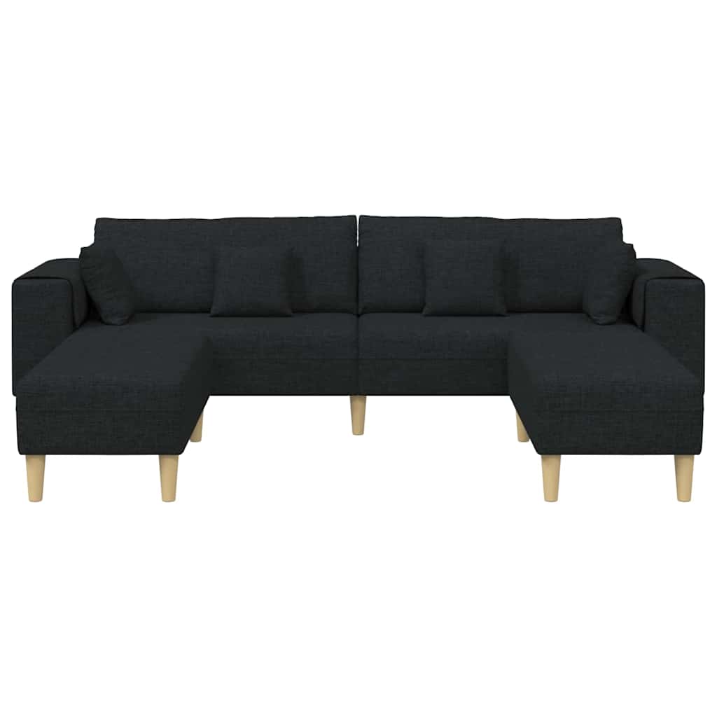 vidaXL Sofa din material textil cu pernă Negru 208 cm țesătură