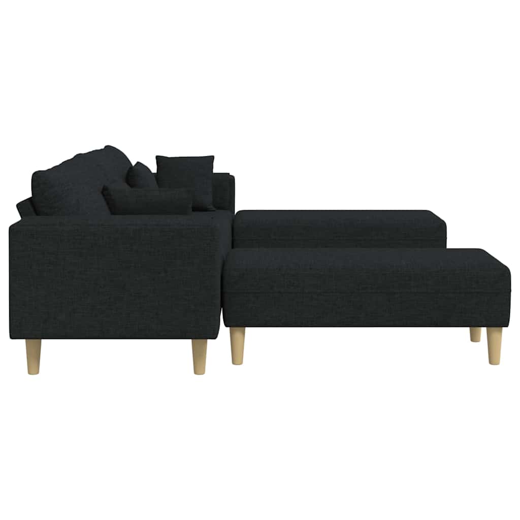 vidaXL Sofa din material textil cu pernă Negru 208 cm țesătură