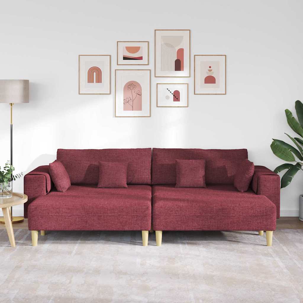 vidaXL Sofa din material textil cu pernă Roșu Vin 208 cm țesătură