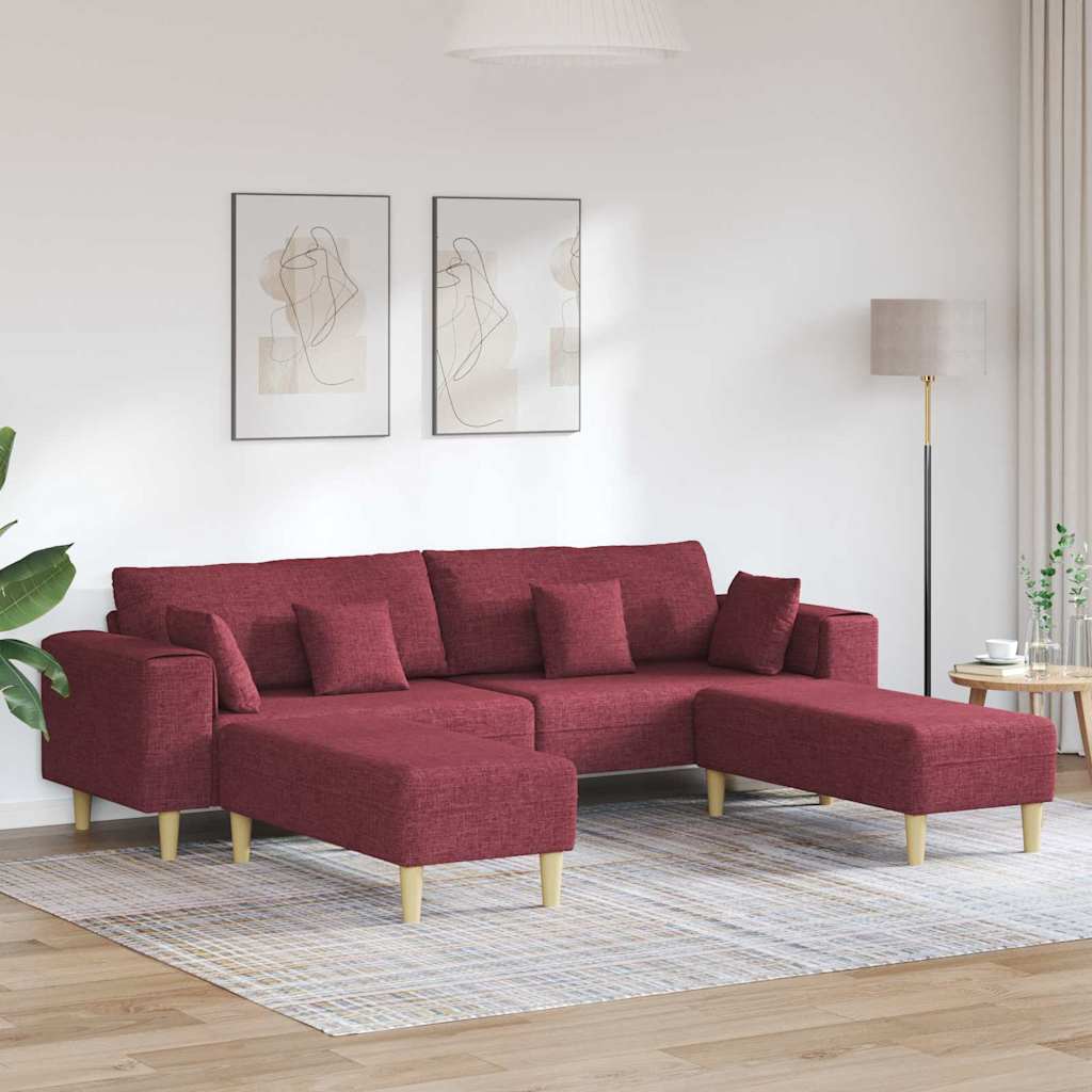vidaXL Sofa din material textil cu pernă Roșu Vin 208 cm țesătură
