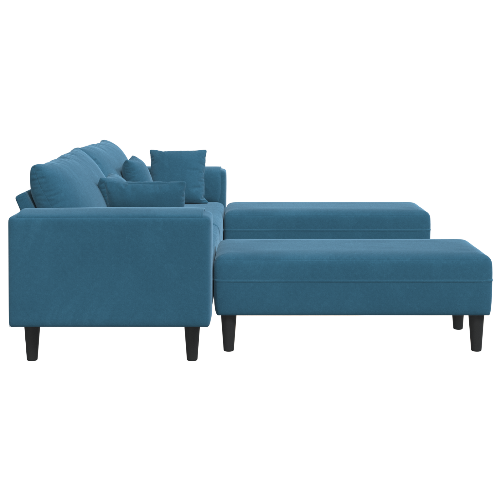 vidaXL Canapea din catifea cu pernă 3 pcs albastru 208 cm Catifea vidaXL Canapea din catifea cu pernă 3 pcs albastru 208 cm Catifea