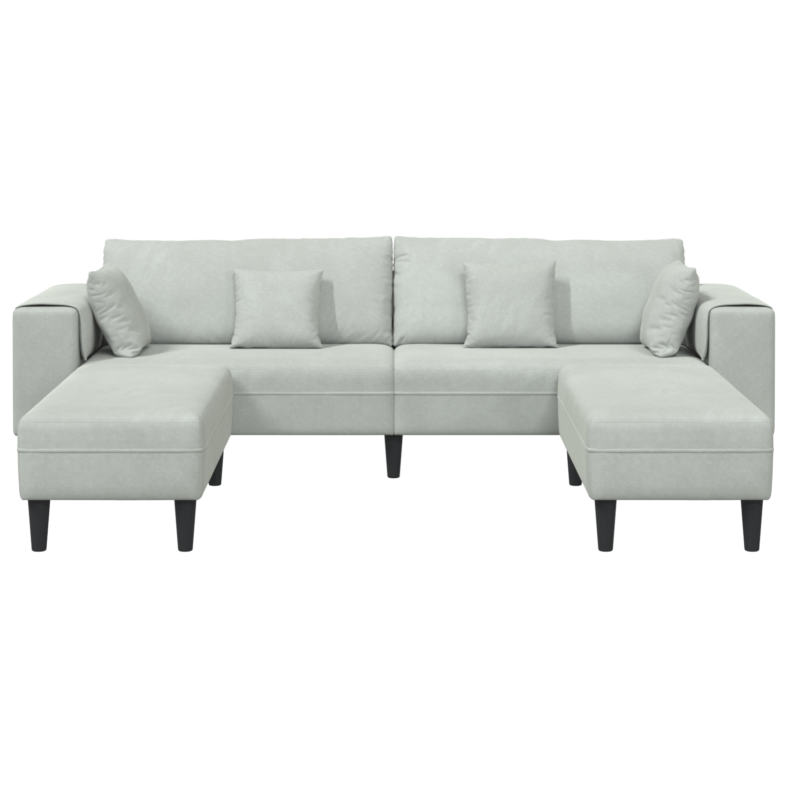 vidaXL Canapea din catifea cu pernă 3 pcs Gri deschis 208 cm Catifea
