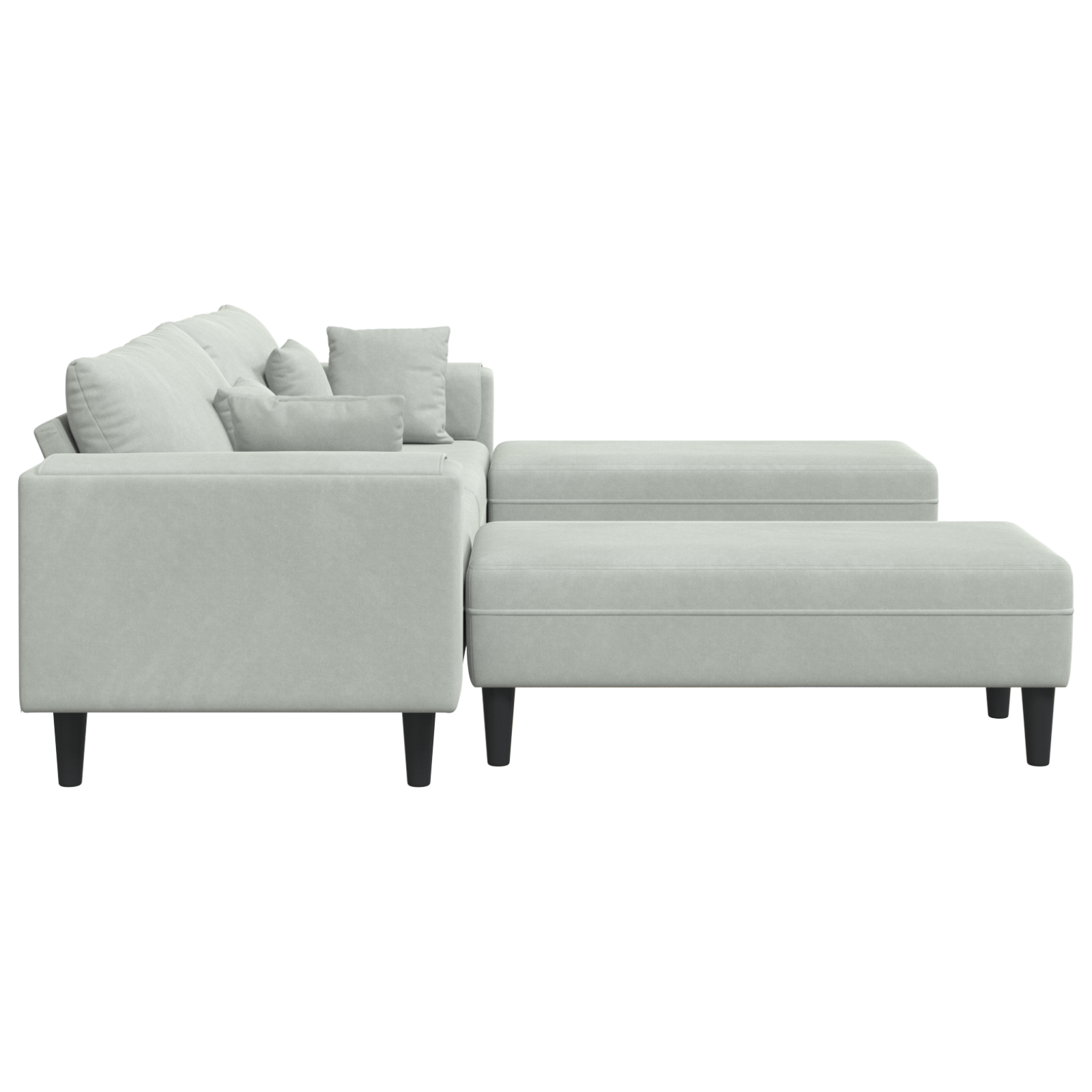 vidaXL Canapea din catifea cu pernă 3 pcs Gri deschis 208 cm Catifea