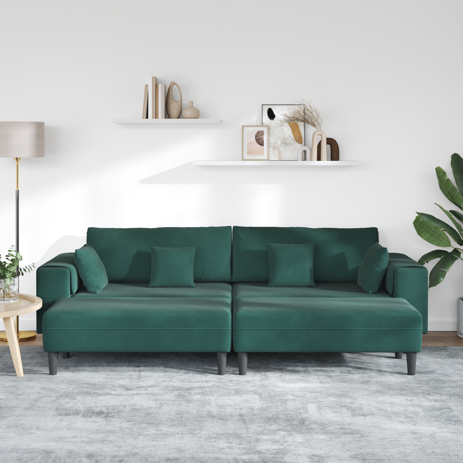 vidaXL Canapea din catifea cu pernă 3 pcs Verde închis 208 cm Catifea vidaXL Canapea din catifea cu pernă 3 pcs Verde închis 208 cm Catifea