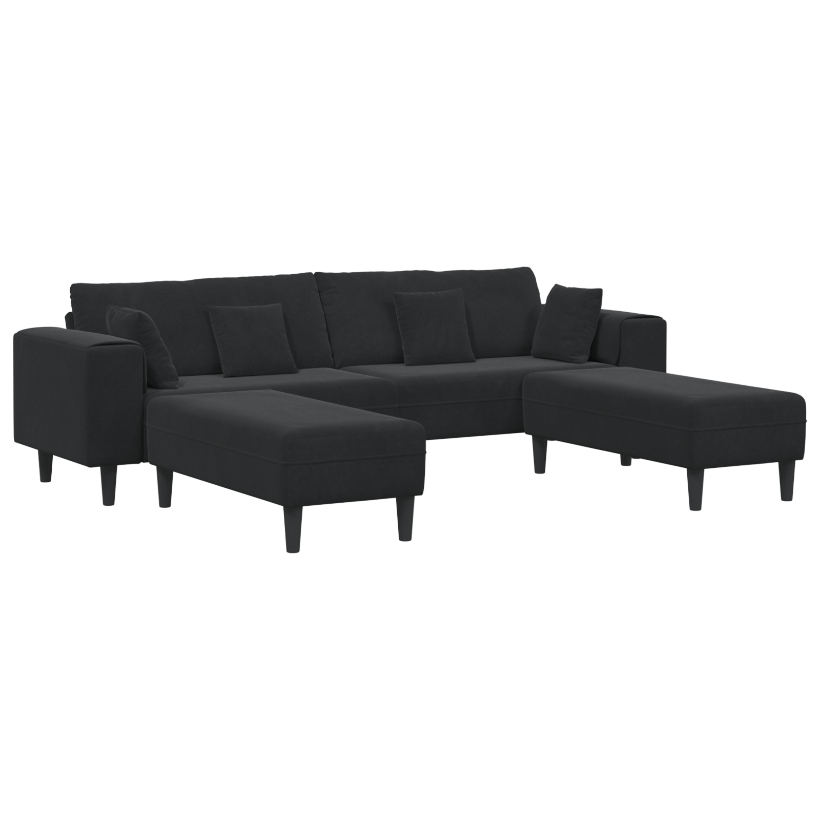vidaXL Canapea din catifea cu pernă 3 pcs Negru 208 cm Catifea vidaXL Canapea din catifea cu pernă 3 pcs Negru 208 cm Catifea