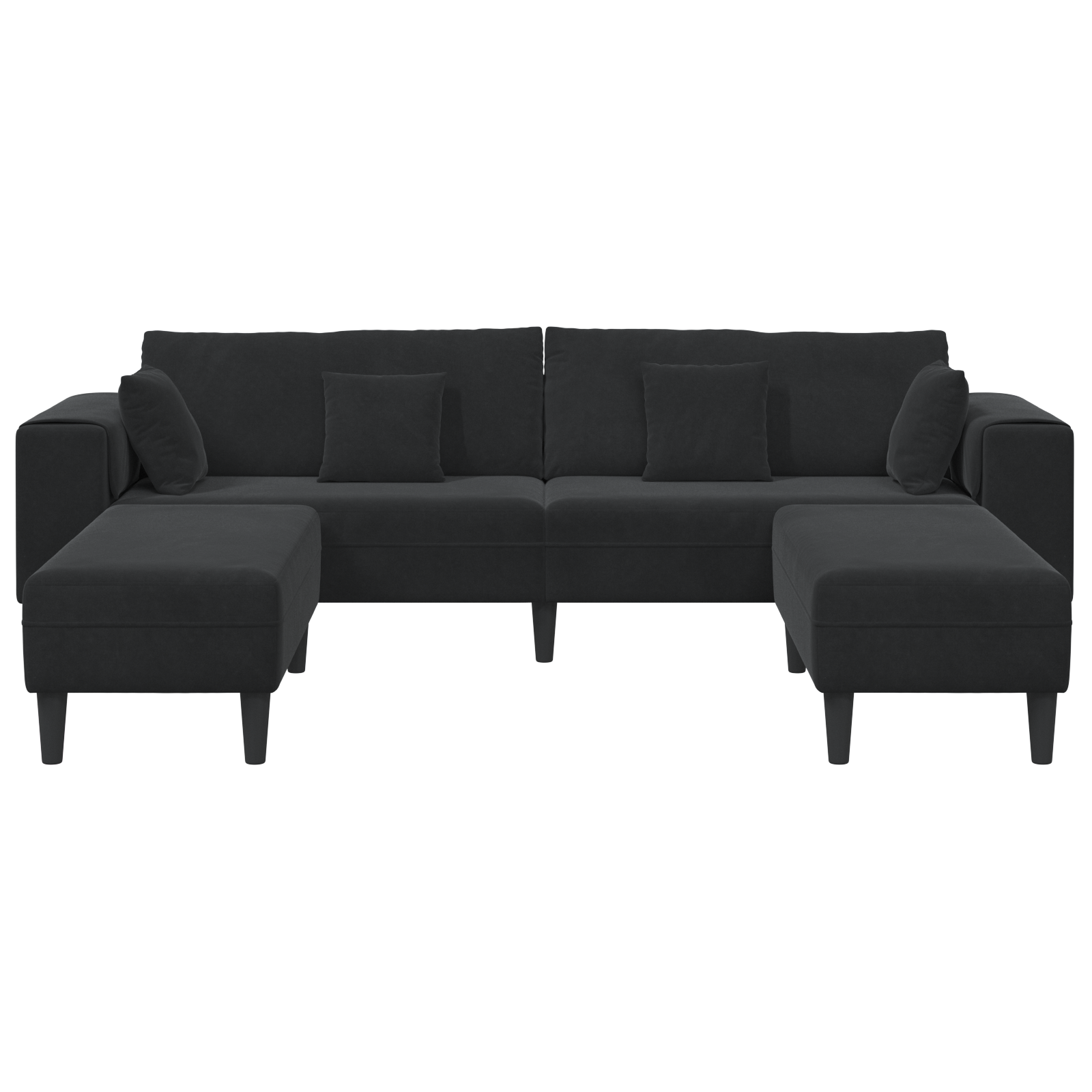 vidaXL Canapea din catifea cu pernă 3 pcs Negru 208 cm Catifea vidaXL Canapea din catifea cu pernă 3 pcs Negru 208 cm Catifea