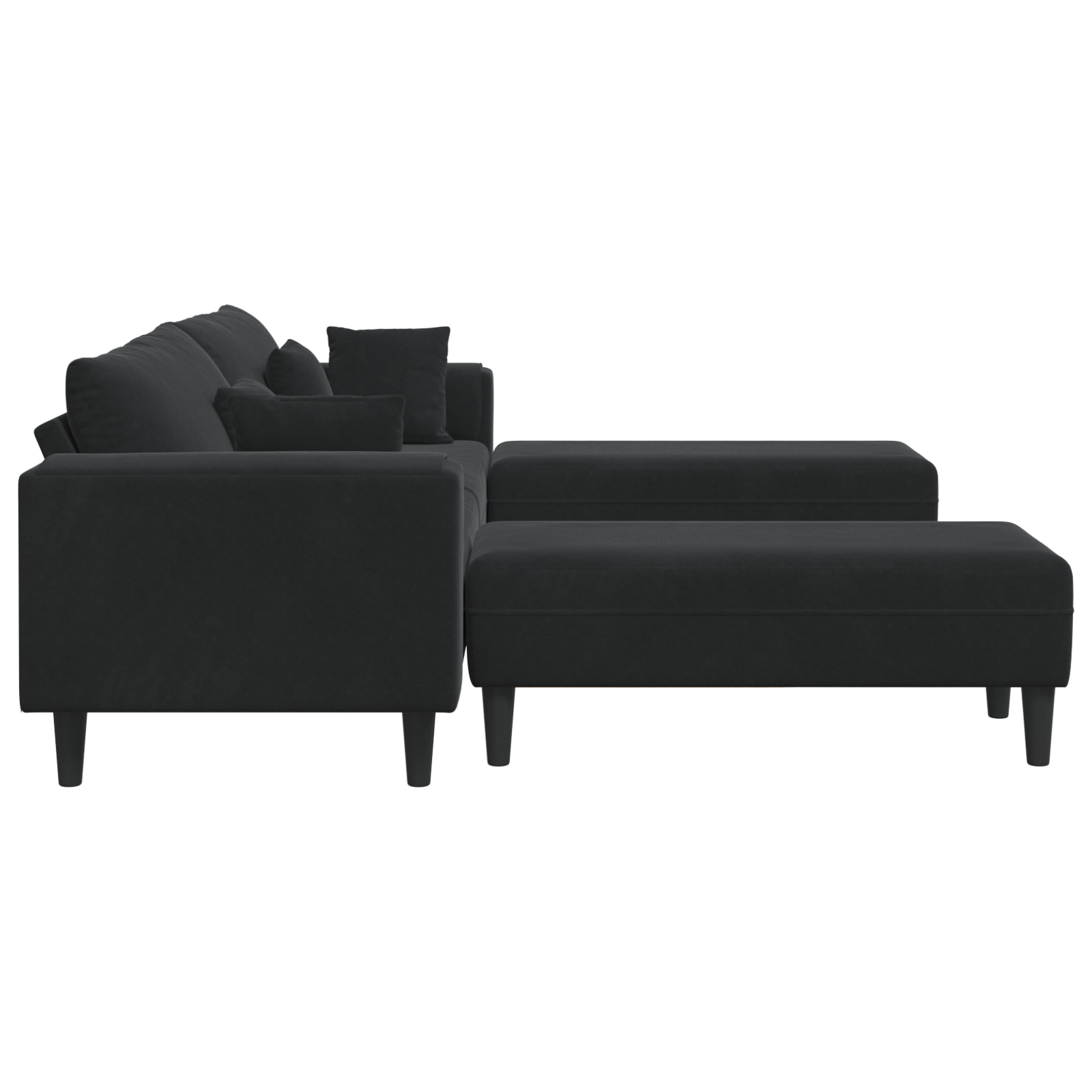 vidaXL Canapea din catifea cu pernă 3 pcs Negru 208 cm Catifea vidaXL Canapea din catifea cu pernă 3 pcs Negru 208 cm Catifea