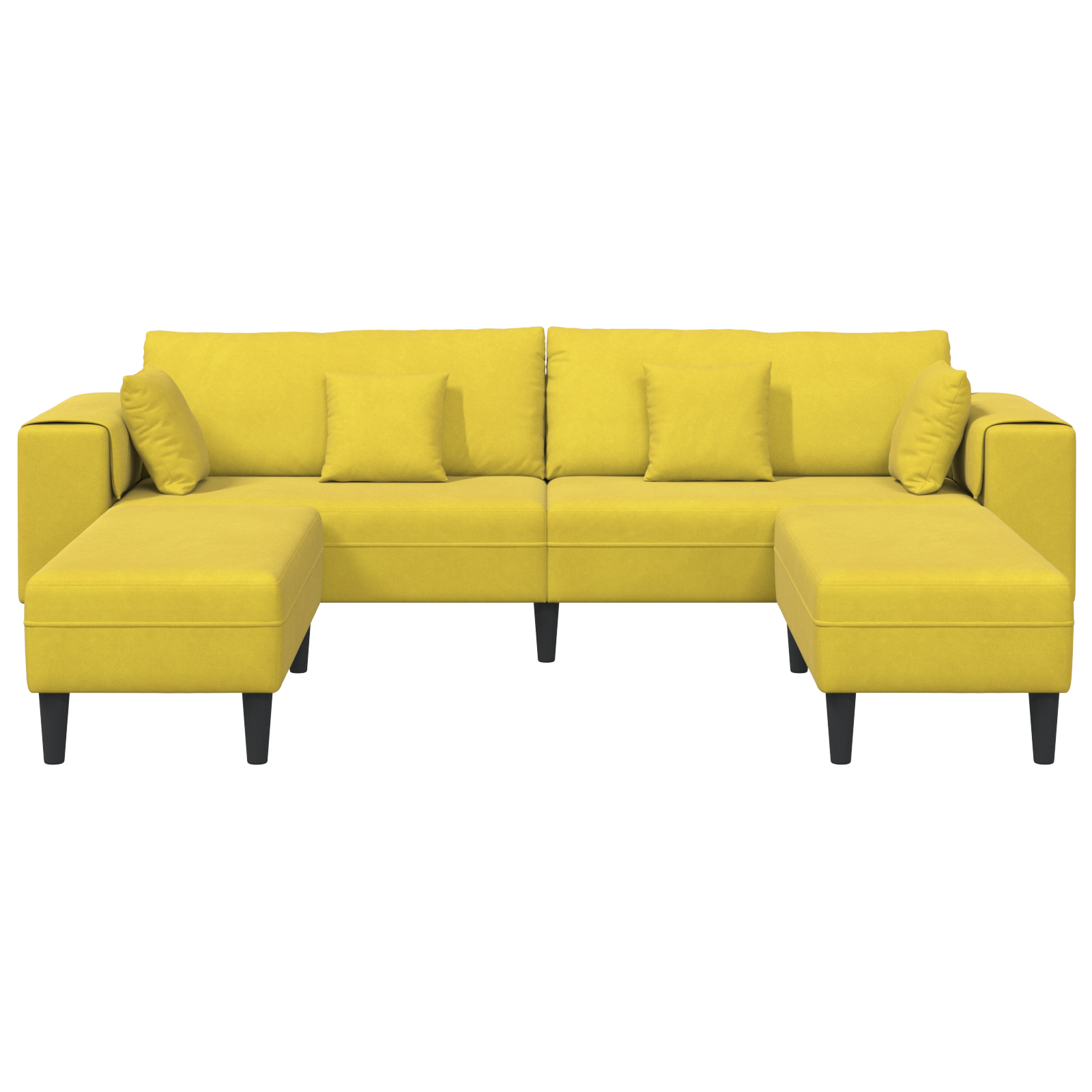 vidaXL Canapea din catifea cu pernă 3 pcs Galben 208 cm Catifea vidaXL Canapea din catifea cu pernă 3 pcs Galben 208 cm Catifea