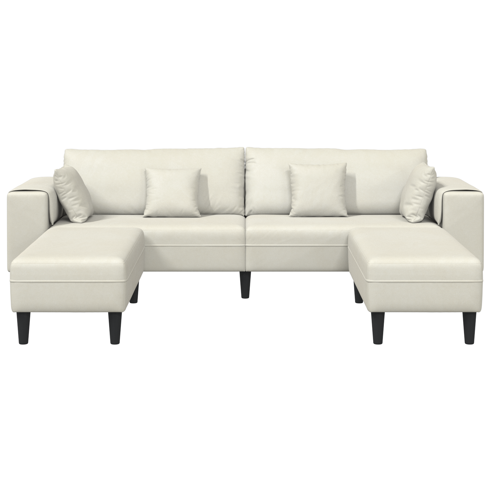 vidaXL Canapea din catifea cu pernă 3 pcs Crem 208 cm Catifea vidaXL Canapea din catifea cu pernă 3 pcs Crem 208 cm Catifea