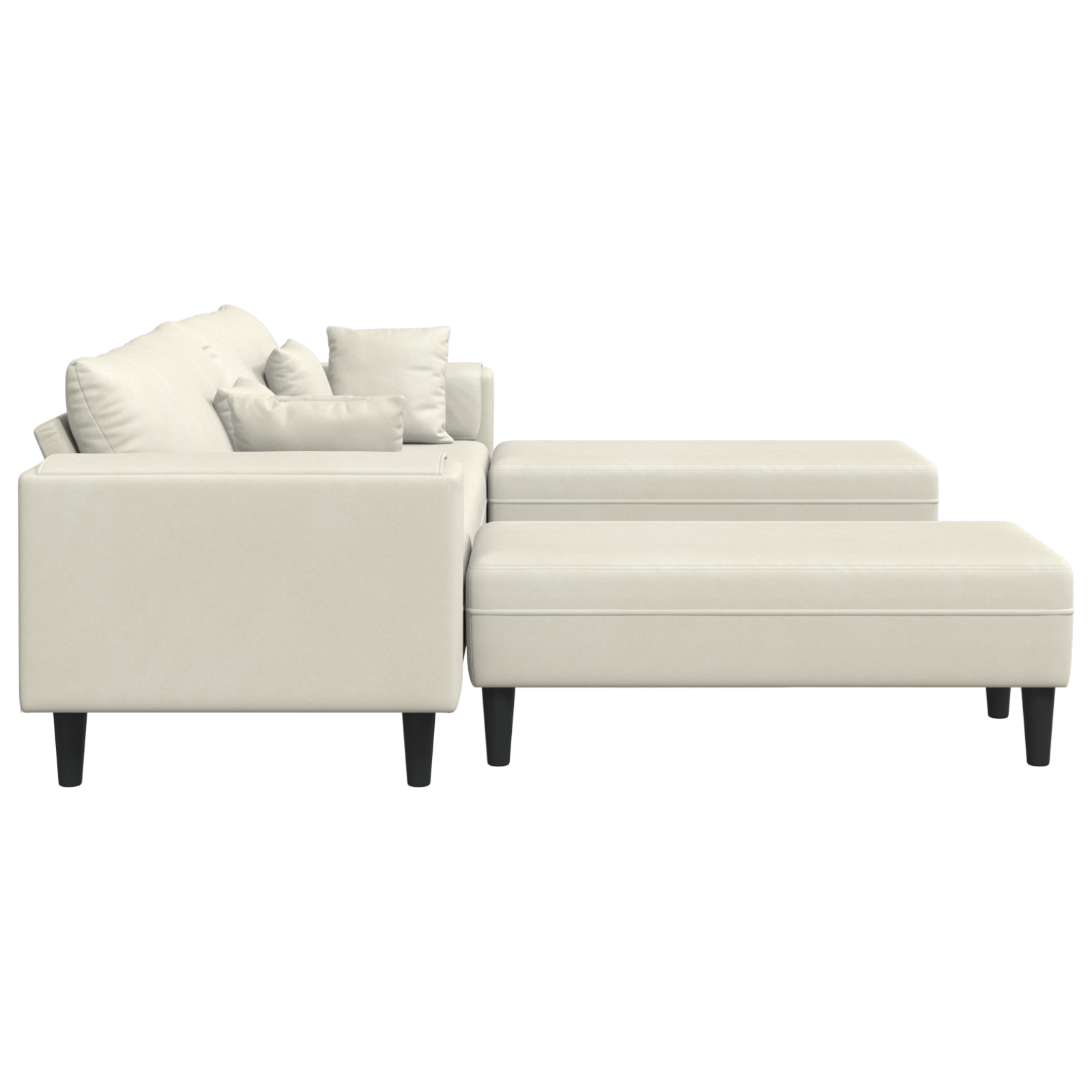vidaXL Canapea din catifea cu pernă 3 pcs Crem 208 cm Catifea vidaXL Canapea din catifea cu pernă 3 pcs Crem 208 cm Catifea