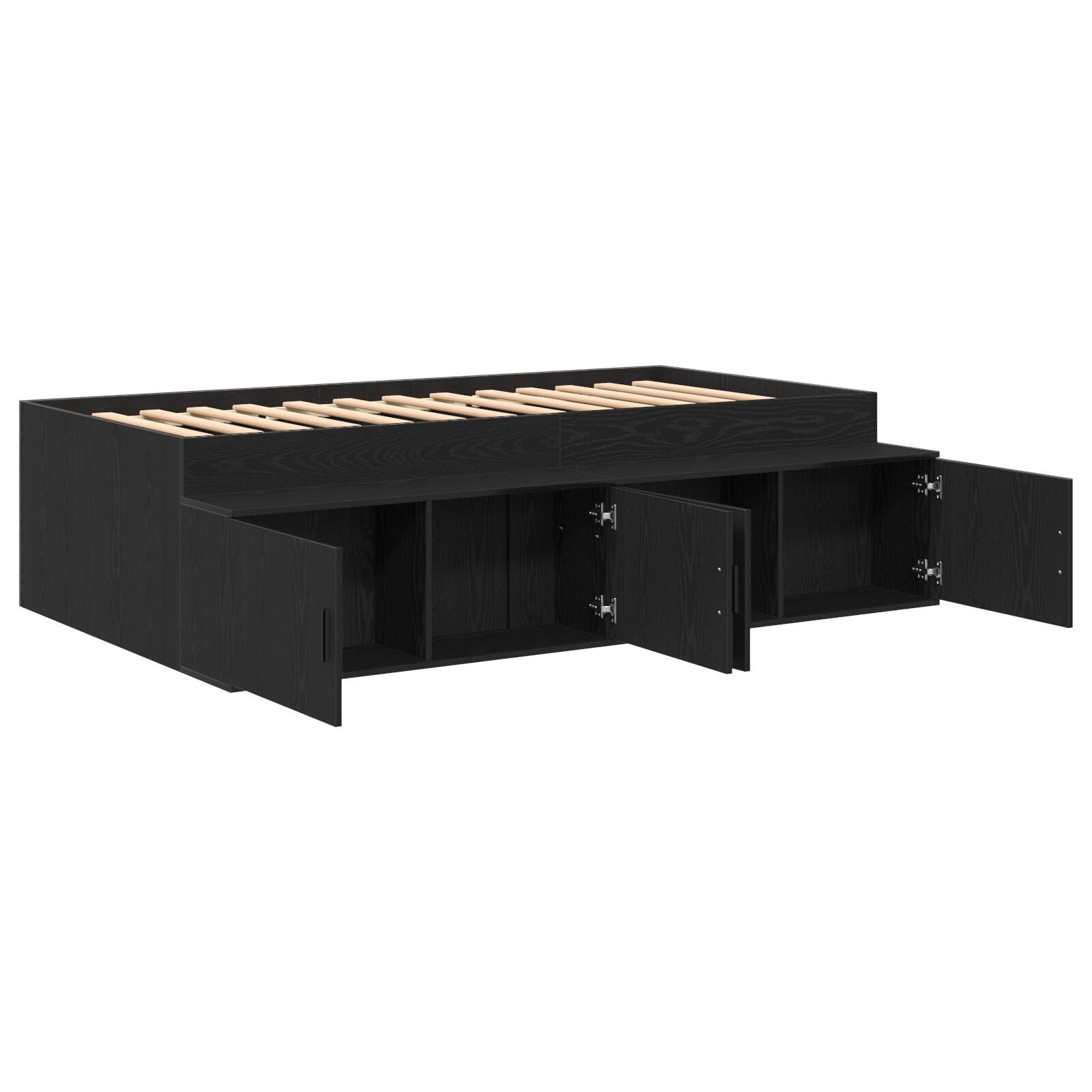 vidaXL Cadru de pat cu depozitare Stejar negru 100 x 200 cm