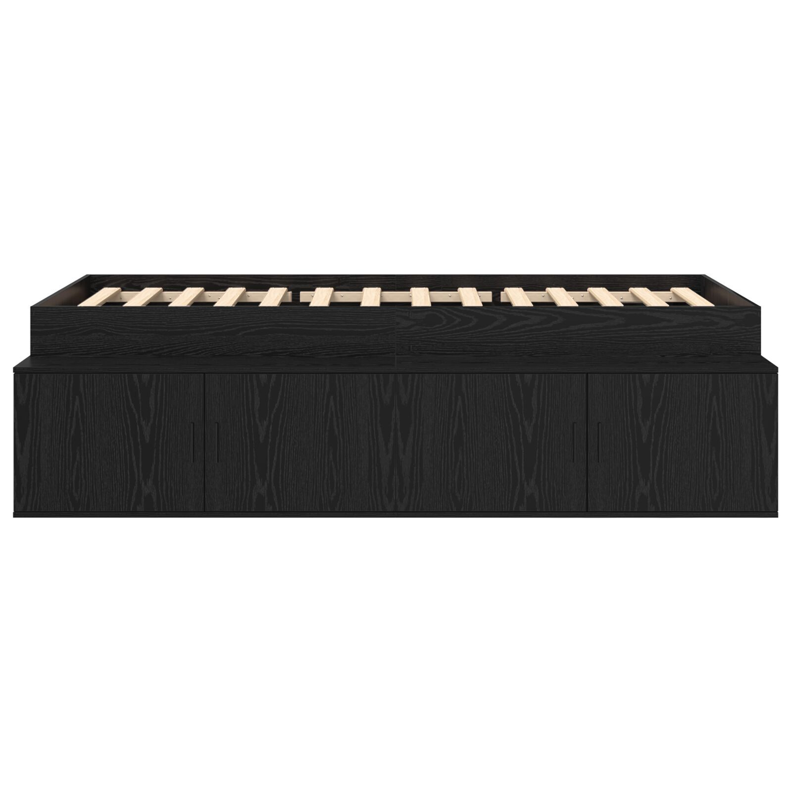 vidaXL Cadru de pat cu depozitare Stejar negru 90 x 200 cm