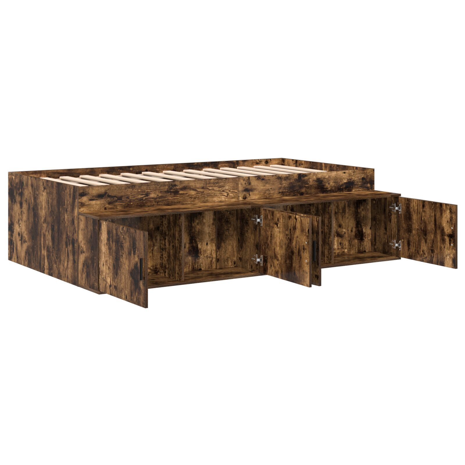 vidaXL Cadru de pat cu depozitare Stejar afumat 90 x 200 cm