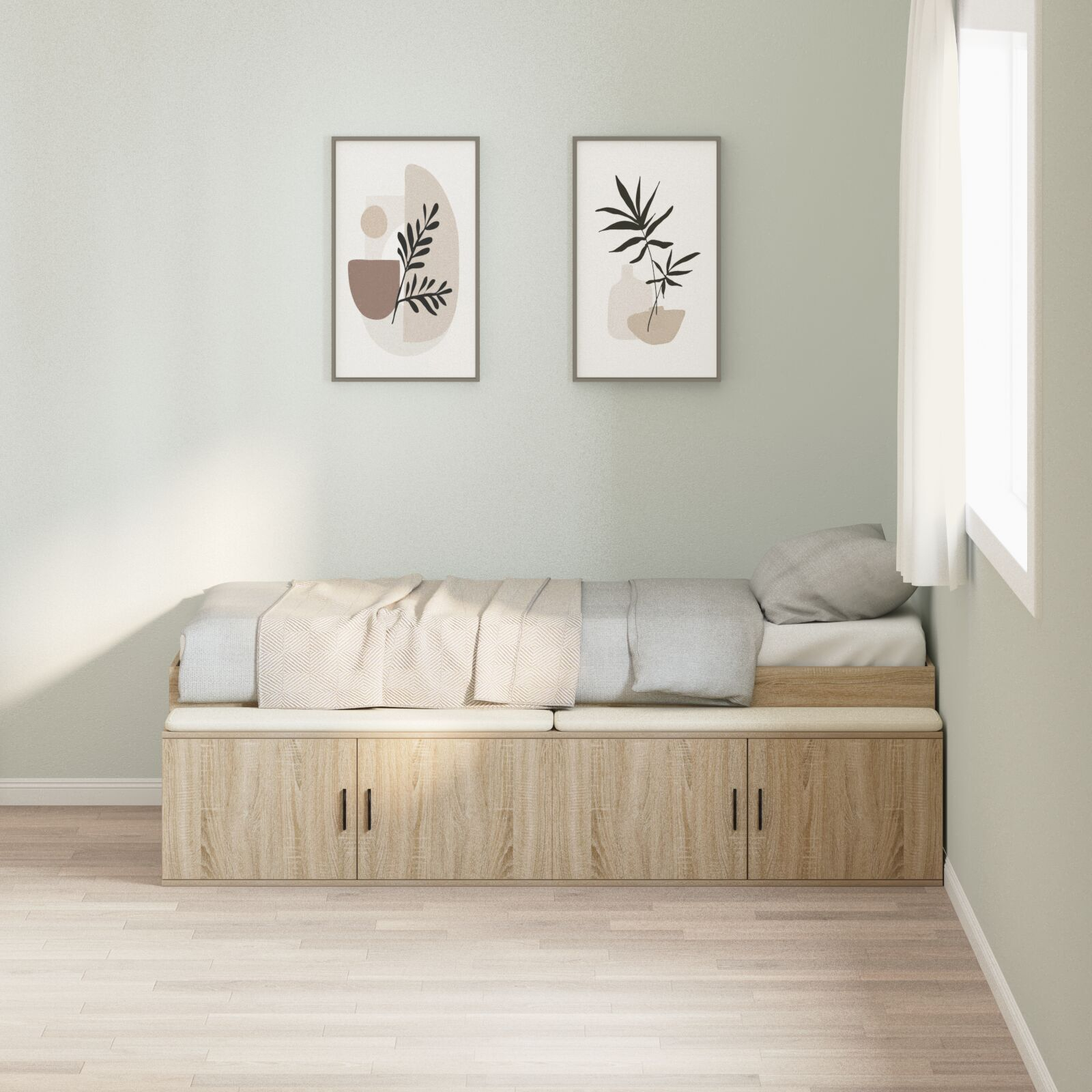 vidaXL Cadru de pat cu depozitare Stejar sonoma 90 x 190 cm