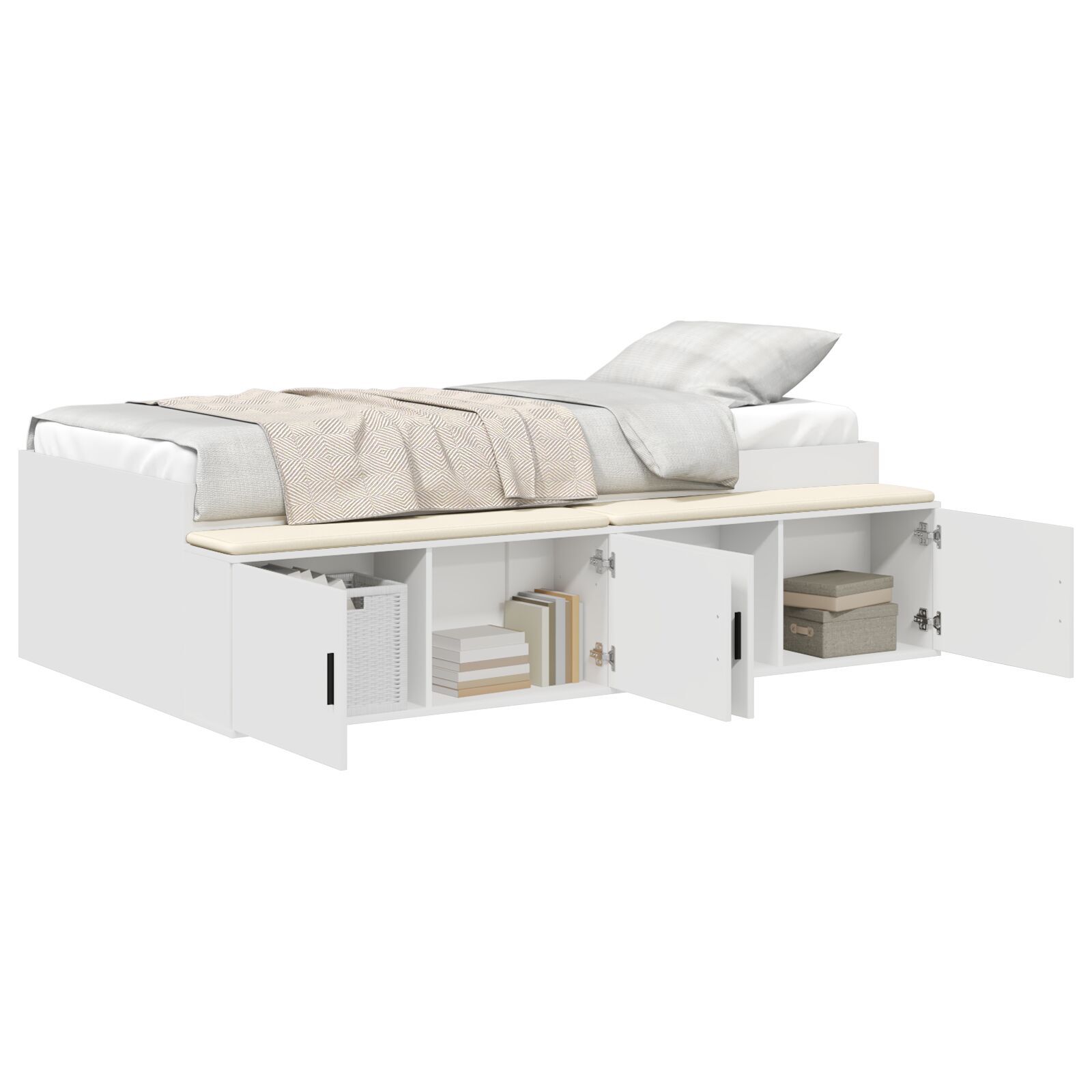 vidaXL Cadru de pat cu depozitare Alb 75 x 190 cm Lemn compozit