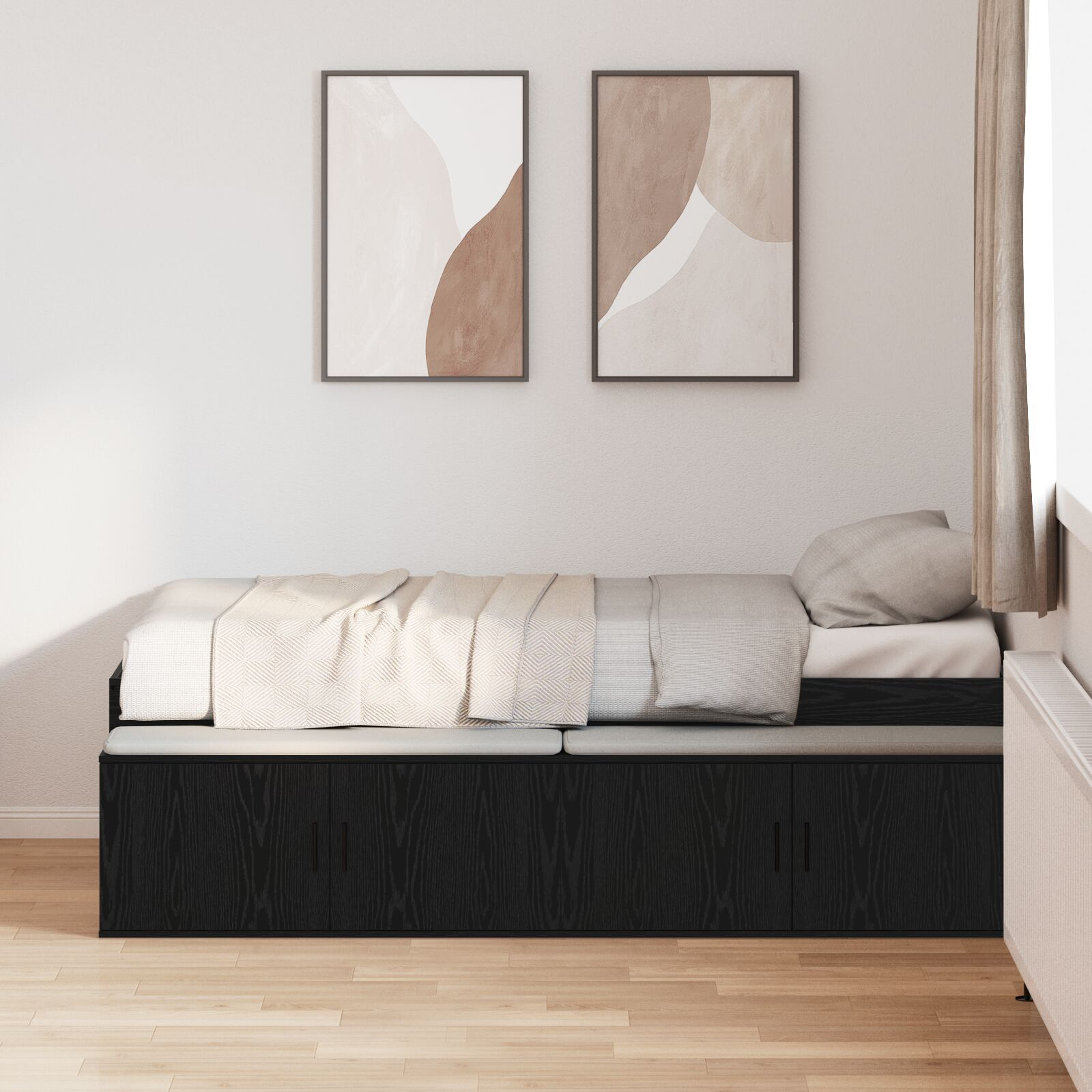 vidaXL Cadru de pat cu depozitare Stejar negru 75 x 190 cm vidaXL Cadru de pat cu depozitare Stejar negru 75 x 190 cm