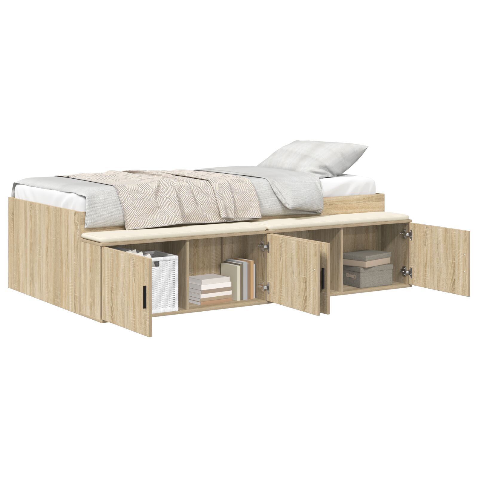 vidaXL Cadru de pat cu depozitare Stejar sonoma 75 x 190 cm vidaXL Cadru de pat cu depozitare Stejar sonoma 75 x 190 cm