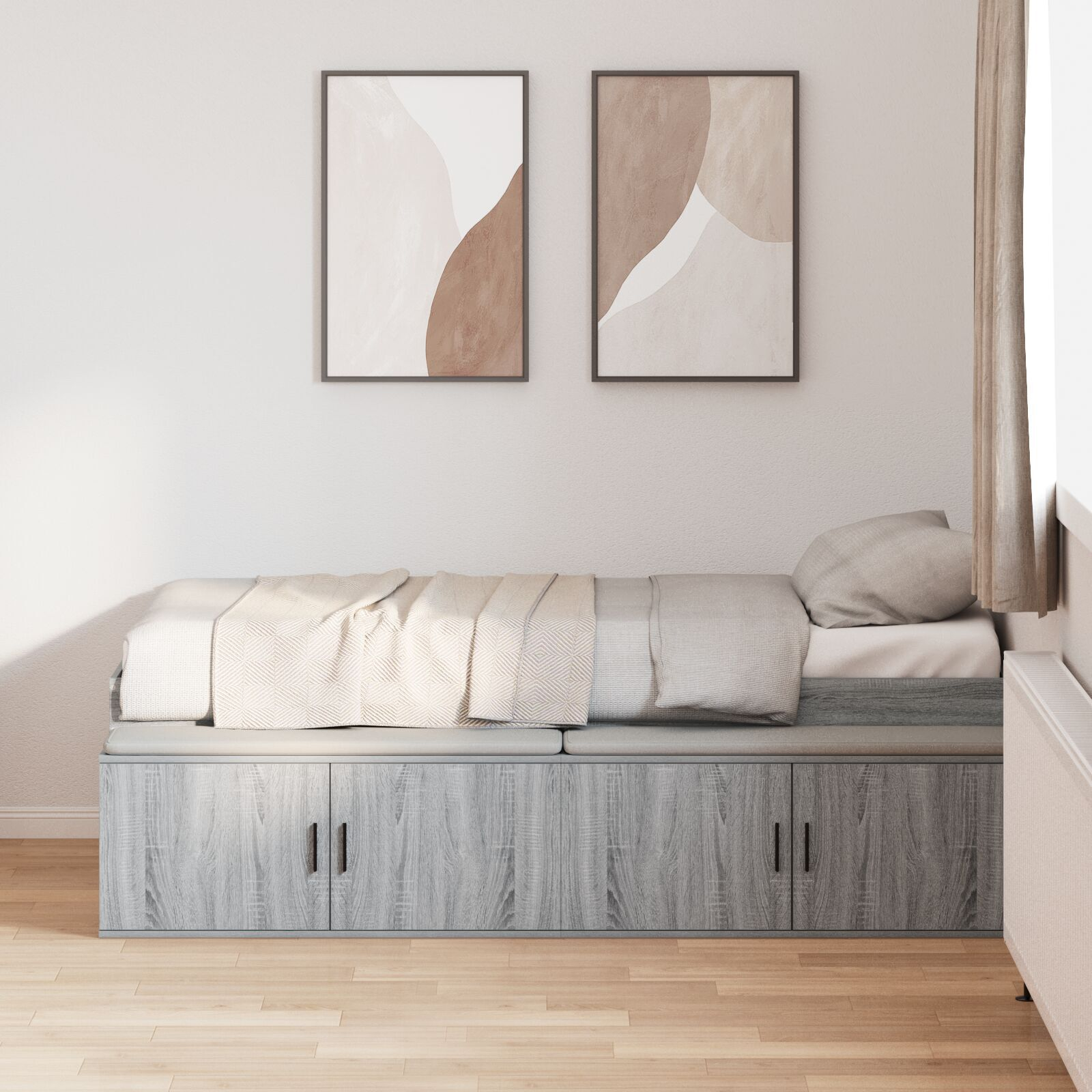 vidaXL Cadru de pat cu depozitare sonoma gri 75 x 190 cm Lemn compozit