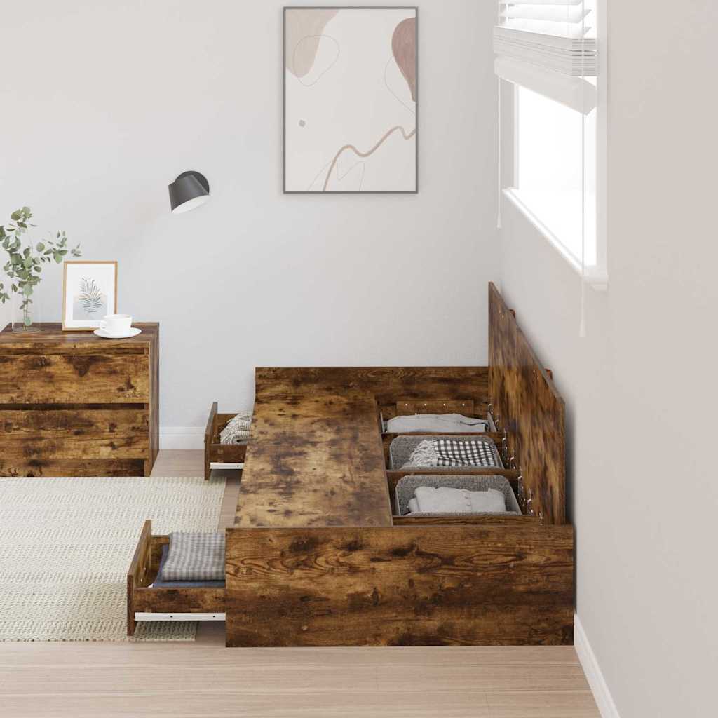 vidaXL Cadru de pat cu headboard Lemn Vechi 90 x 200 cm Lemn compozit