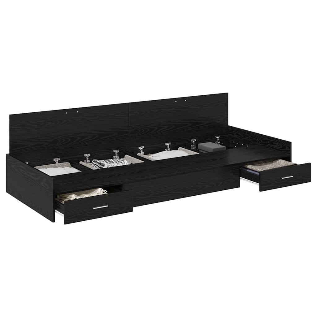 vidaXL Cadru de pat cu sertar Stejar Negru 80 x 200 cm Lemn compozit