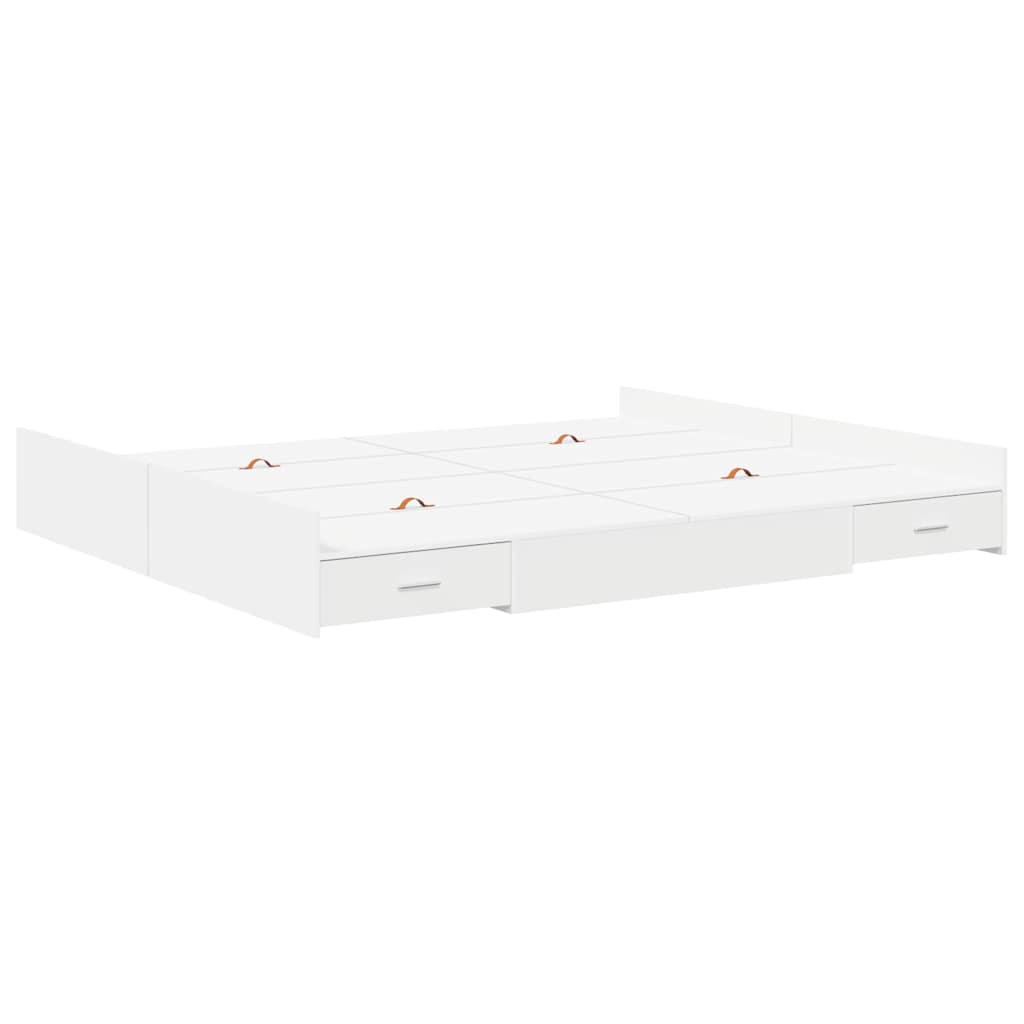 vidaXL Cadru de pat cu depozitare Alb 180 x 200 cm Lemn compozit