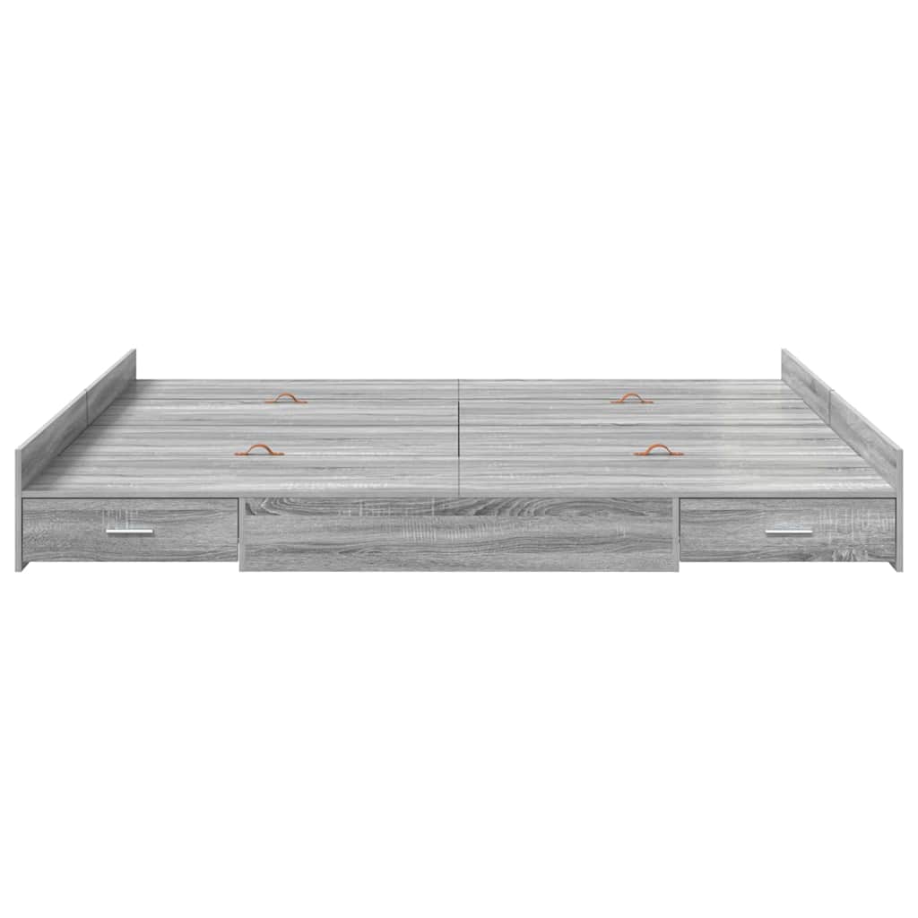 vidaXL Cadru de pat cu depozitare cu headboard sonoma gri 180 x 200 cm