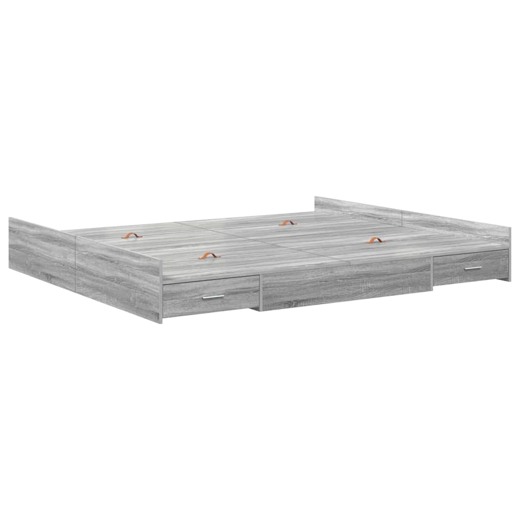 vidaXL Cadru de pat cu depozitare cu headboard sonoma gri 180 x 200 cm