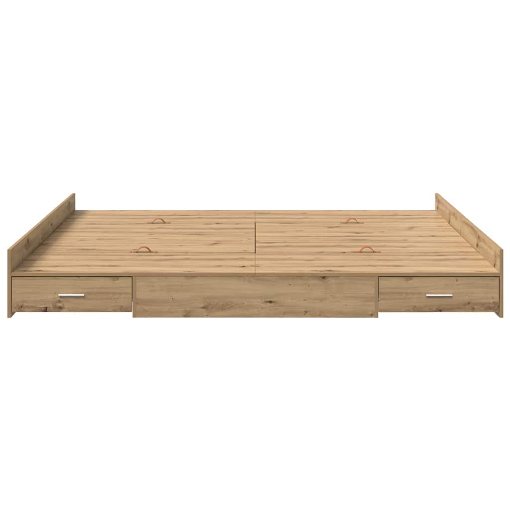 vidaXL Cadru de pat cu depozitare stejar artizanal 180 x 200 cm vidaXL Cadru de pat cu depozitare stejar artizanal 180 x 200 cm