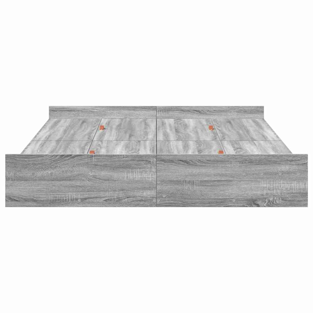vidaXL Cadru de pat cu depozitare cu headboard Gri Sonoma 150 x 200 cm