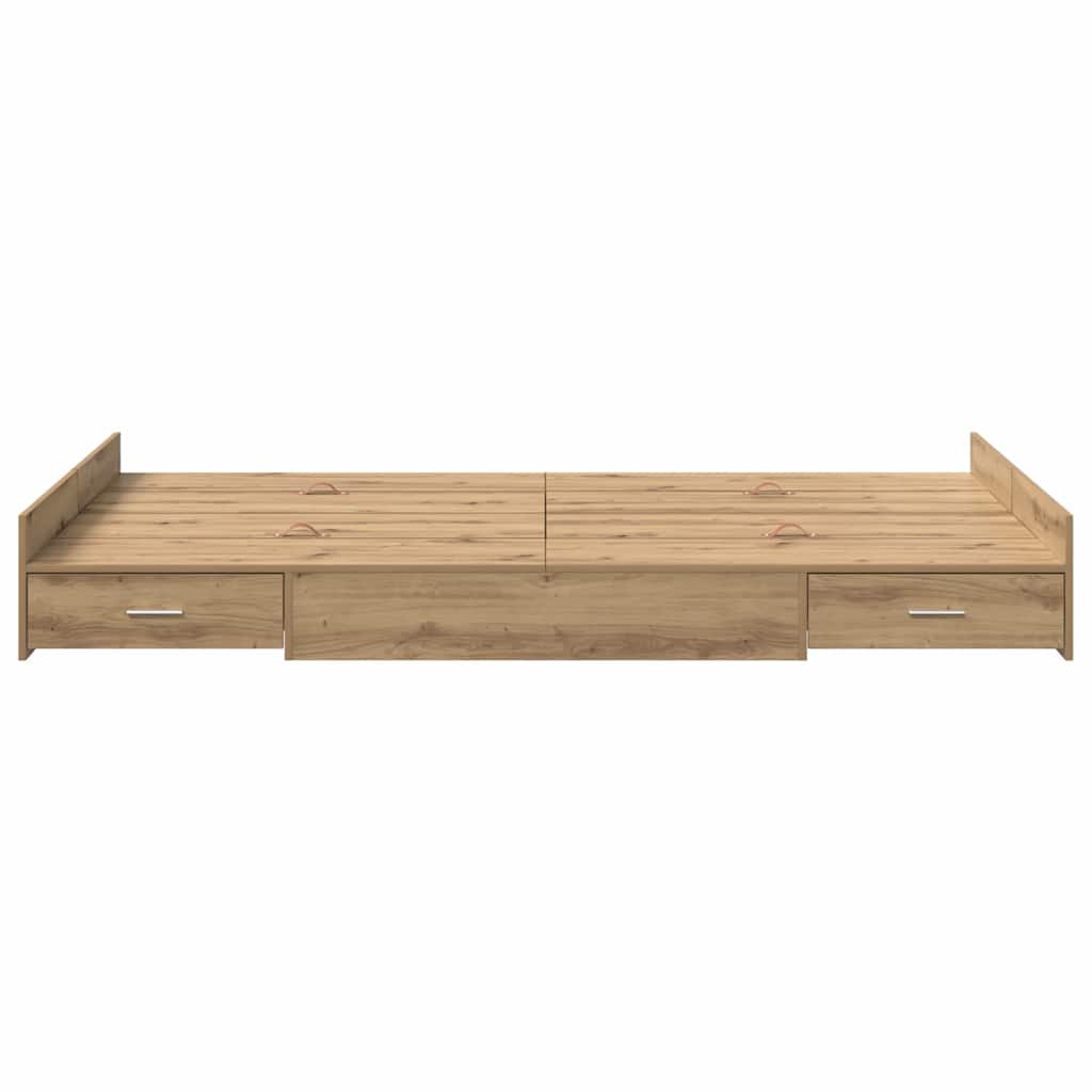 vidaXL Cadru de pat cu depozitare stejar artizanal 120 x 200 cm vidaXL Cadru de pat cu depozitare stejar artizanal 120 x 200 cm