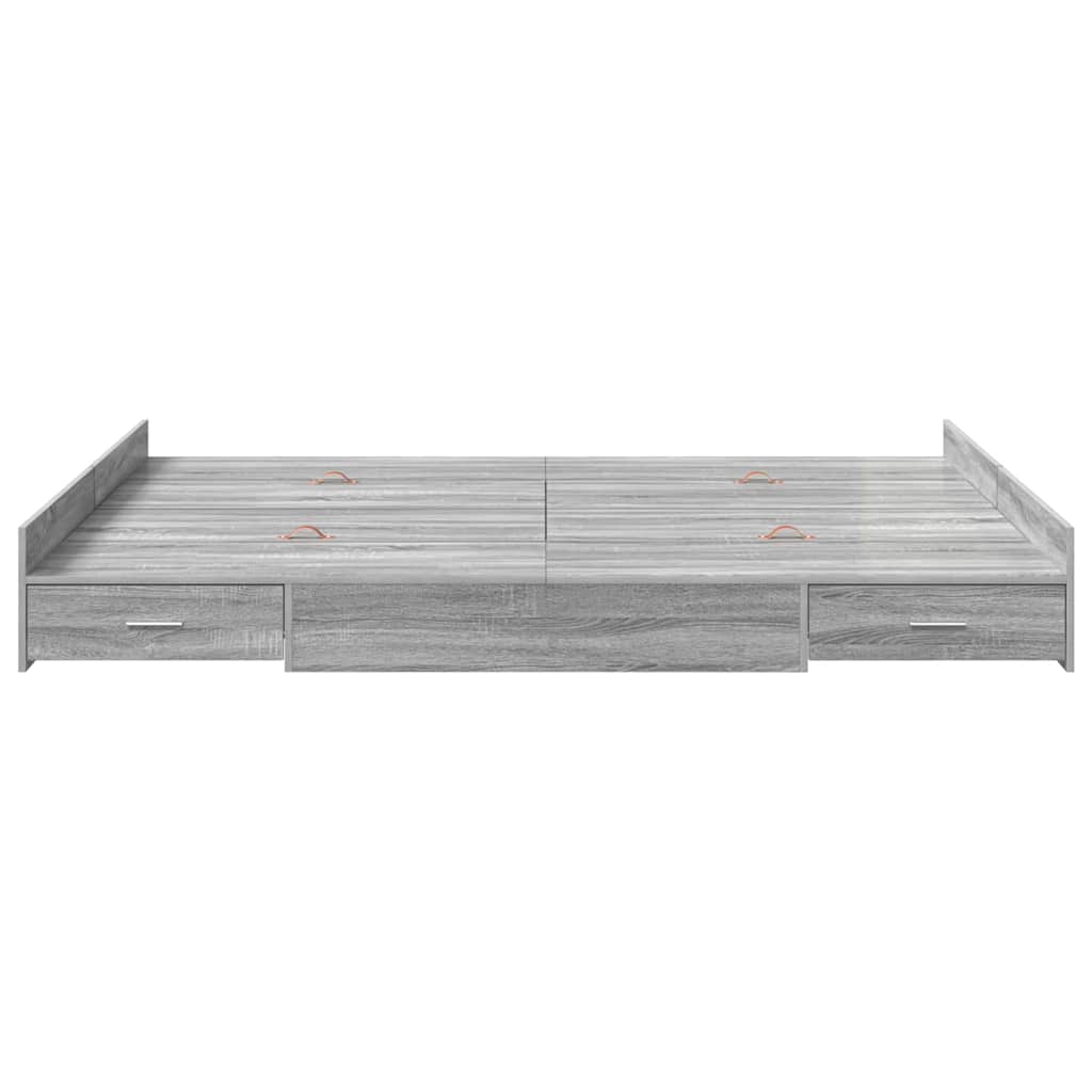 vidaXL Cadru de pat cu depozitare cu headboard sonoma gri 140 x 190 cm