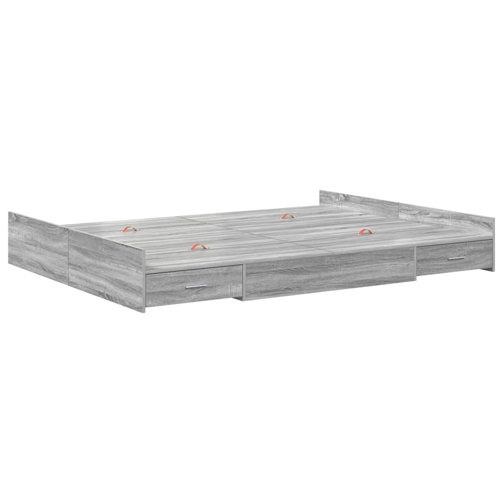 vidaXL Cadru de pat cu depozitare cu headboard sonoma gri 140 x 190 cm