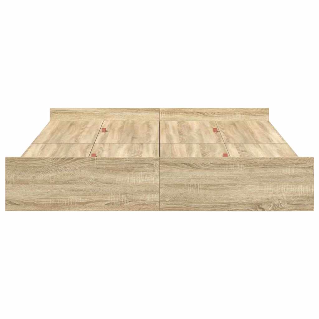vidaXL Cadru de pat cu depozitare cu sertar Stejar sonoma 135 x 190 cm vidaXL Cadru de pat cu depozitare cu sertar Stejar sonoma 135 x 190 cm