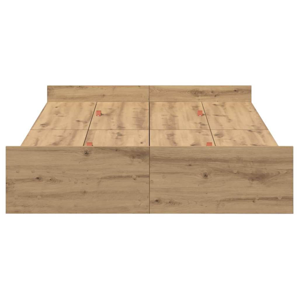 vidaXL Cadru de pat cu depozitare stejar artizanal 120 x 190 cm vidaXL Cadru de pat cu depozitare stejar artizanal 120 x 190 cm