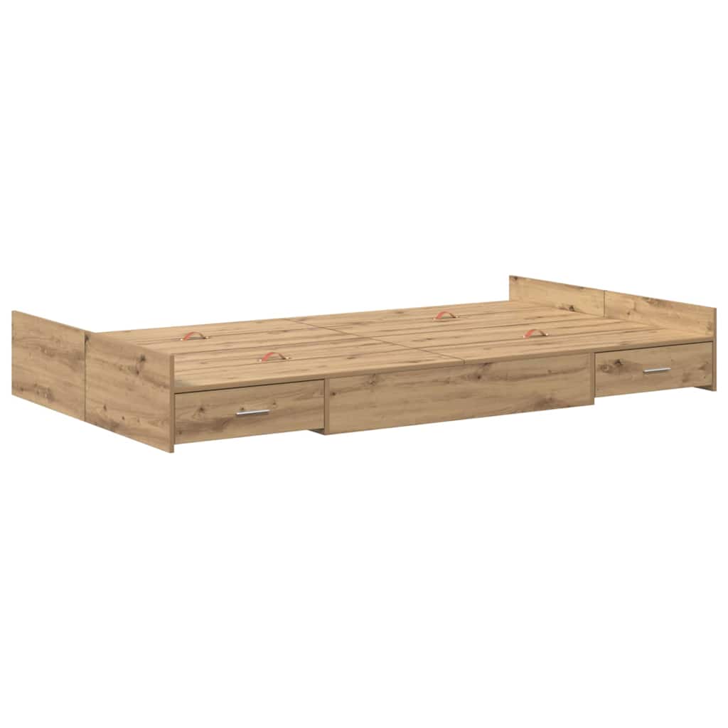 vidaXL Cadru de pat cu depozitare stejar artizanal 120 x 190 cm vidaXL Cadru de pat cu depozitare stejar artizanal 120 x 190 cm