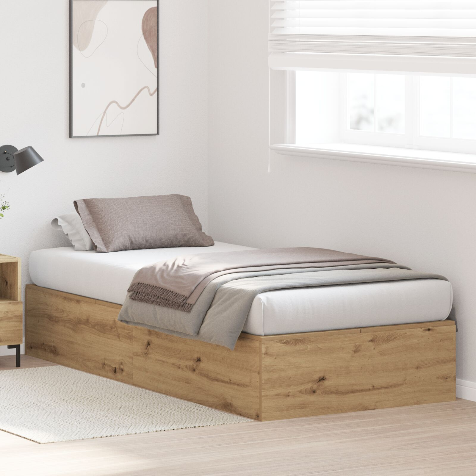 vidaXL Cadru de pat stejar artizanal 200 x 100 x 31.5 cm Lemn compozit