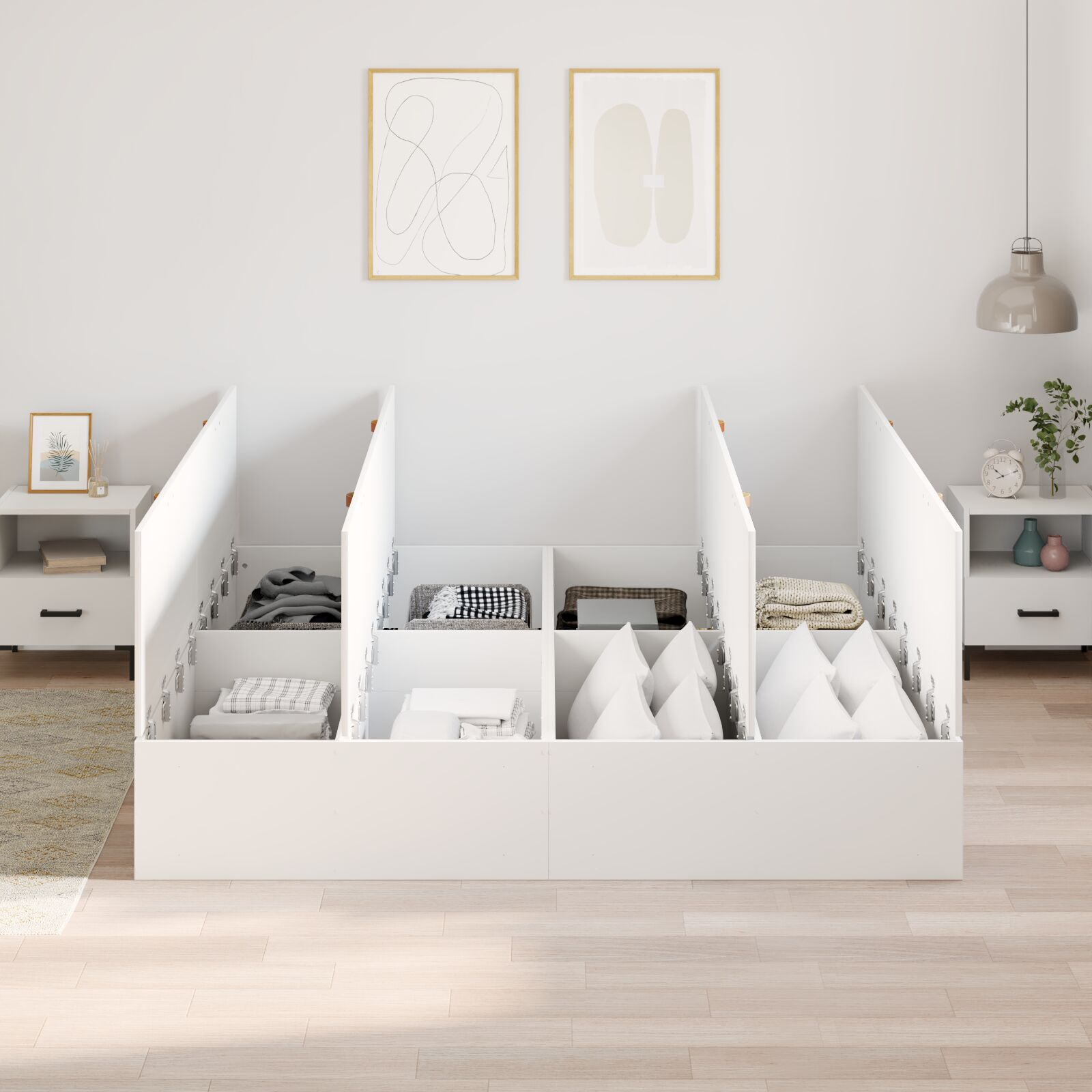 vidaXL Cadru de pat Alb 200 x 200 x 31.5 cm Lemn compozit vidaXL Cadru de pat Alb 200 x 200 x 31.5 cm Lemn compozit