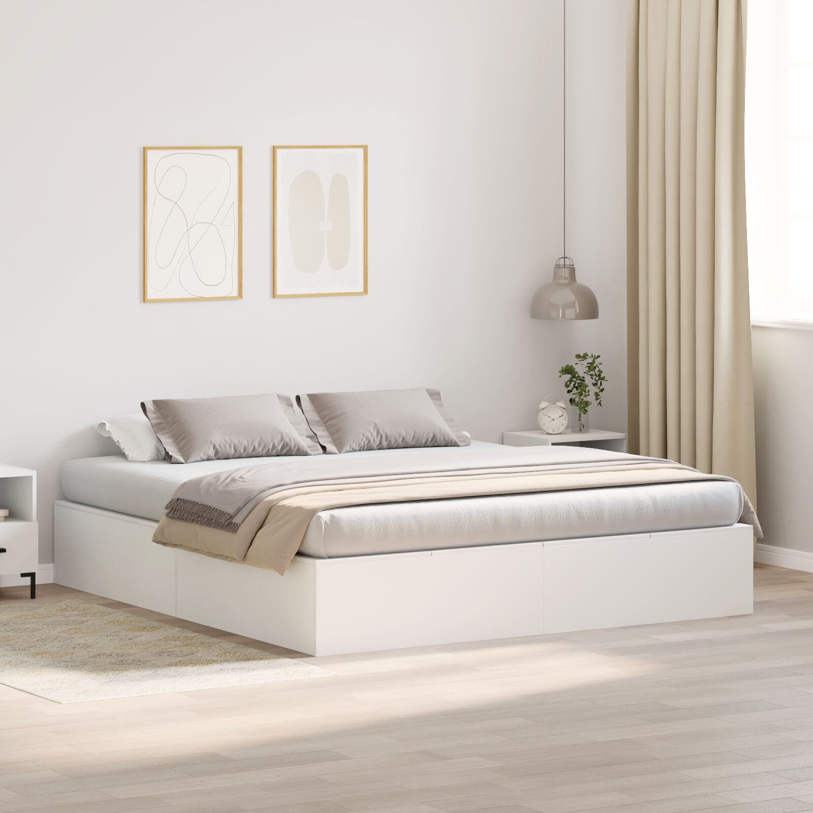 vidaXL Cadru de pat Alb 200 x 200 x 31.5 cm Lemn compozit vidaXL Cadru de pat Alb 200 x 200 x 31.5 cm Lemn compozit