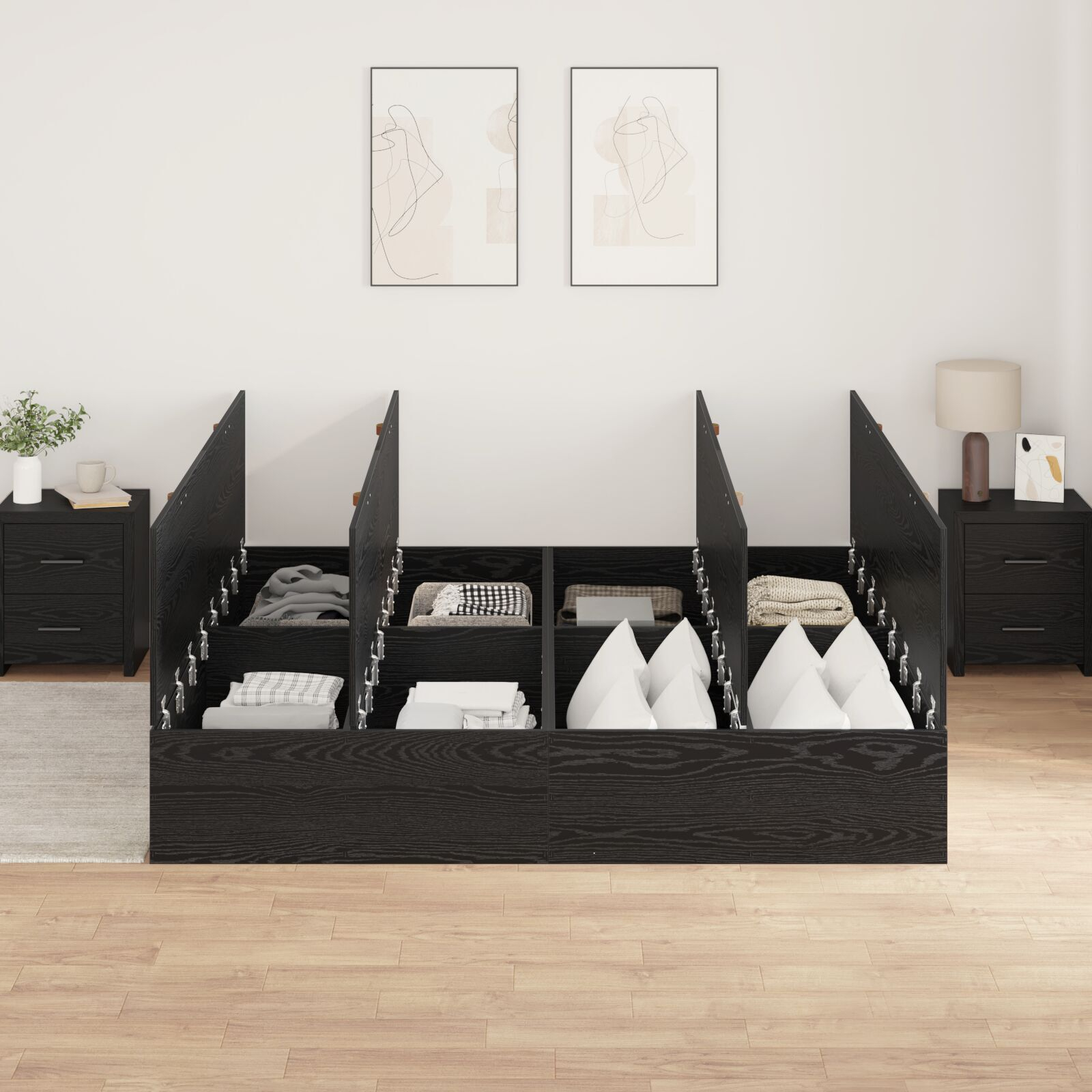 vidaXL Cadru de pat Stejar negru 200 x 200 x 31.5 cm Lemn compozit vidaXL Cadru de pat Stejar negru 200 x 200 x 31.5 cm Lemn compozit