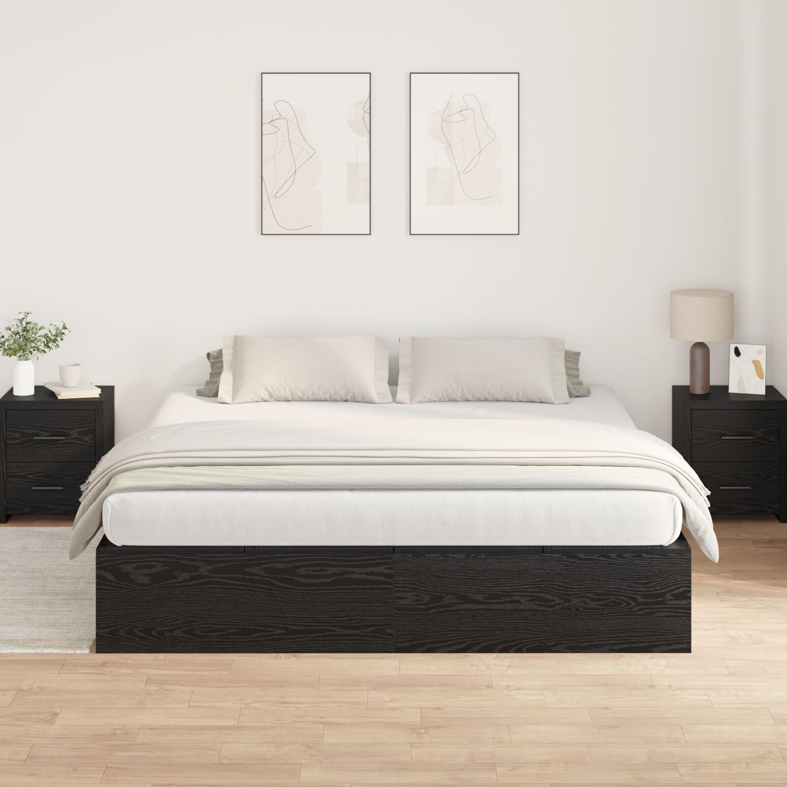 vidaXL Cadru de pat Stejar negru 200 x 200 x 31.5 cm Lemn compozit vidaXL Cadru de pat Stejar negru 200 x 200 x 31.5 cm Lemn compozit
