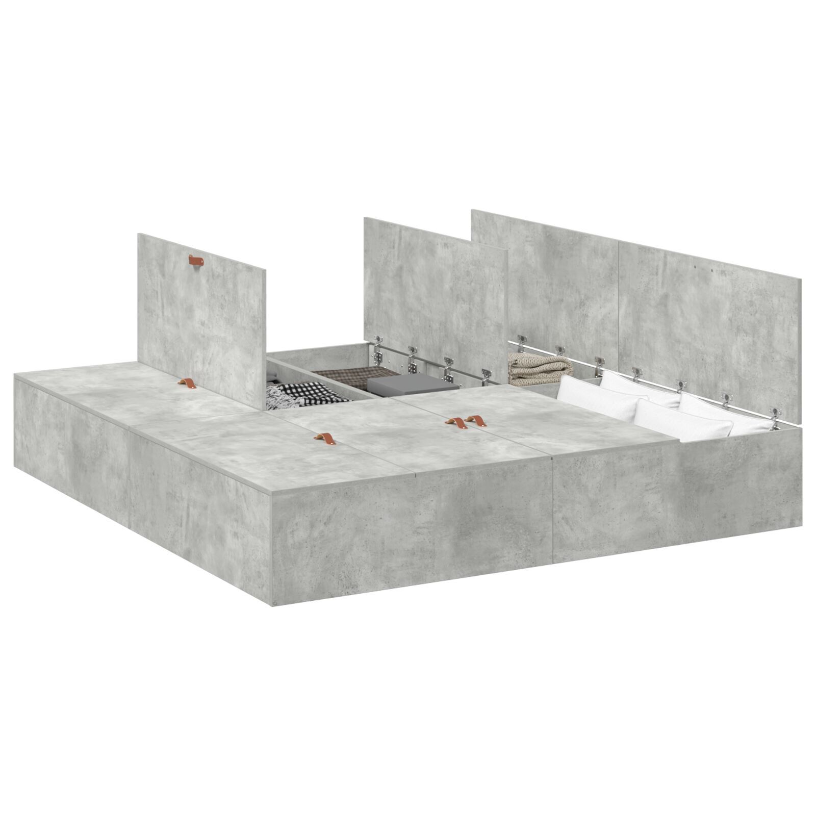 vidaXL Cadru de pat Gri beton 200 x 200 x 31.5 cm Lemn compozit vidaXL Cadru de pat Gri beton 200 x 200 x 31.5 cm Lemn compozit