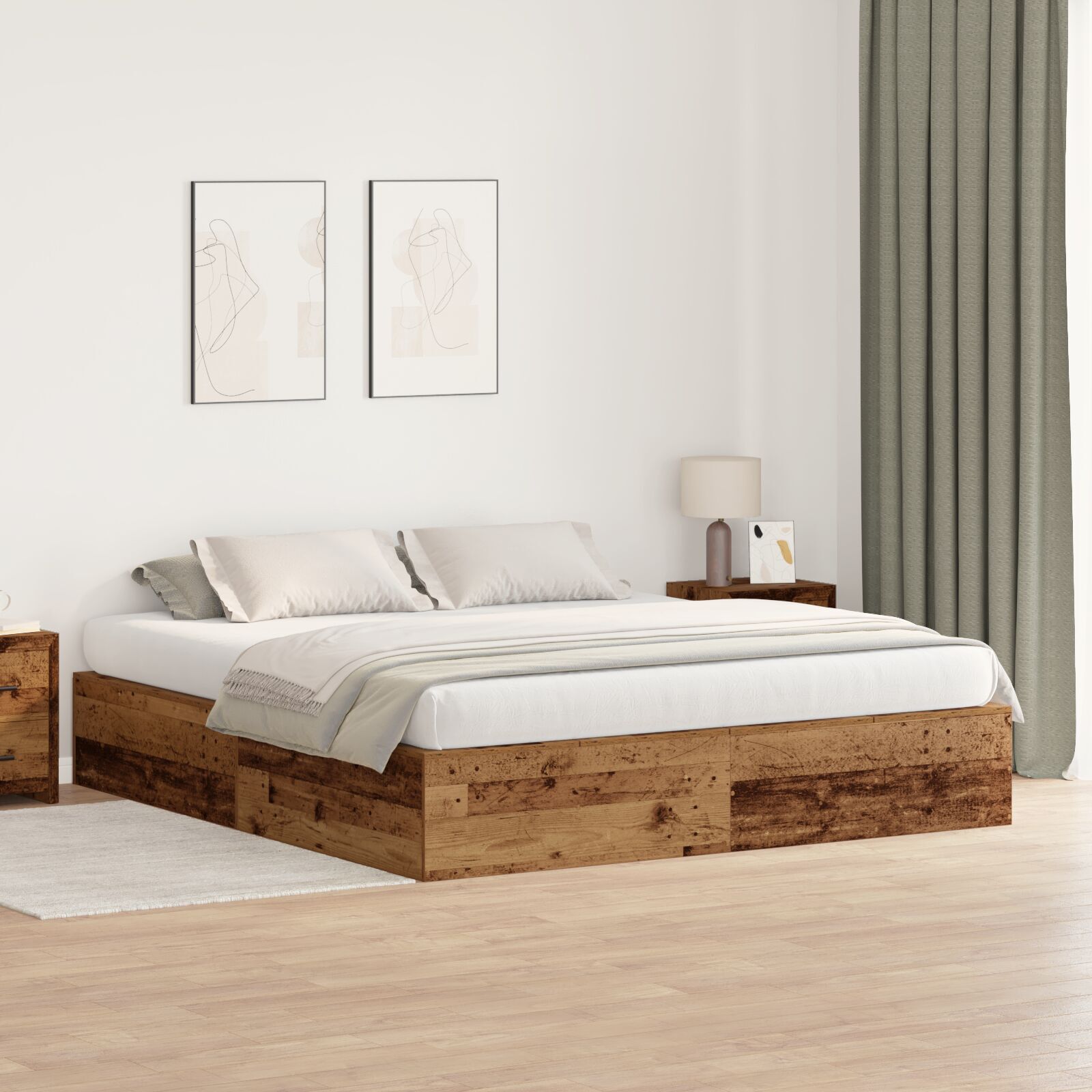 vidaXL Cadru de pat Lemn vechi 200 x 200 x 31.5 cm Lemn compozit vidaXL Cadru de pat Lemn vechi 200 x 200 x 31.5 cm Lemn compozit
