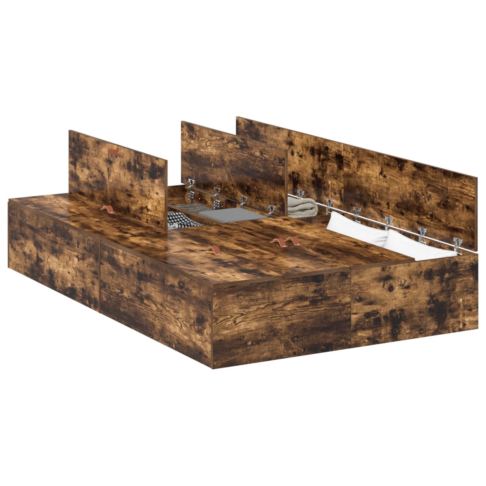 vidaXL Cadru de pat Stejar afumat 200 x 120 x 31.5 cm Lemn compozit vidaXL Cadru de pat Stejar afumat 200 x 120 x 31.5 cm Lemn compozit