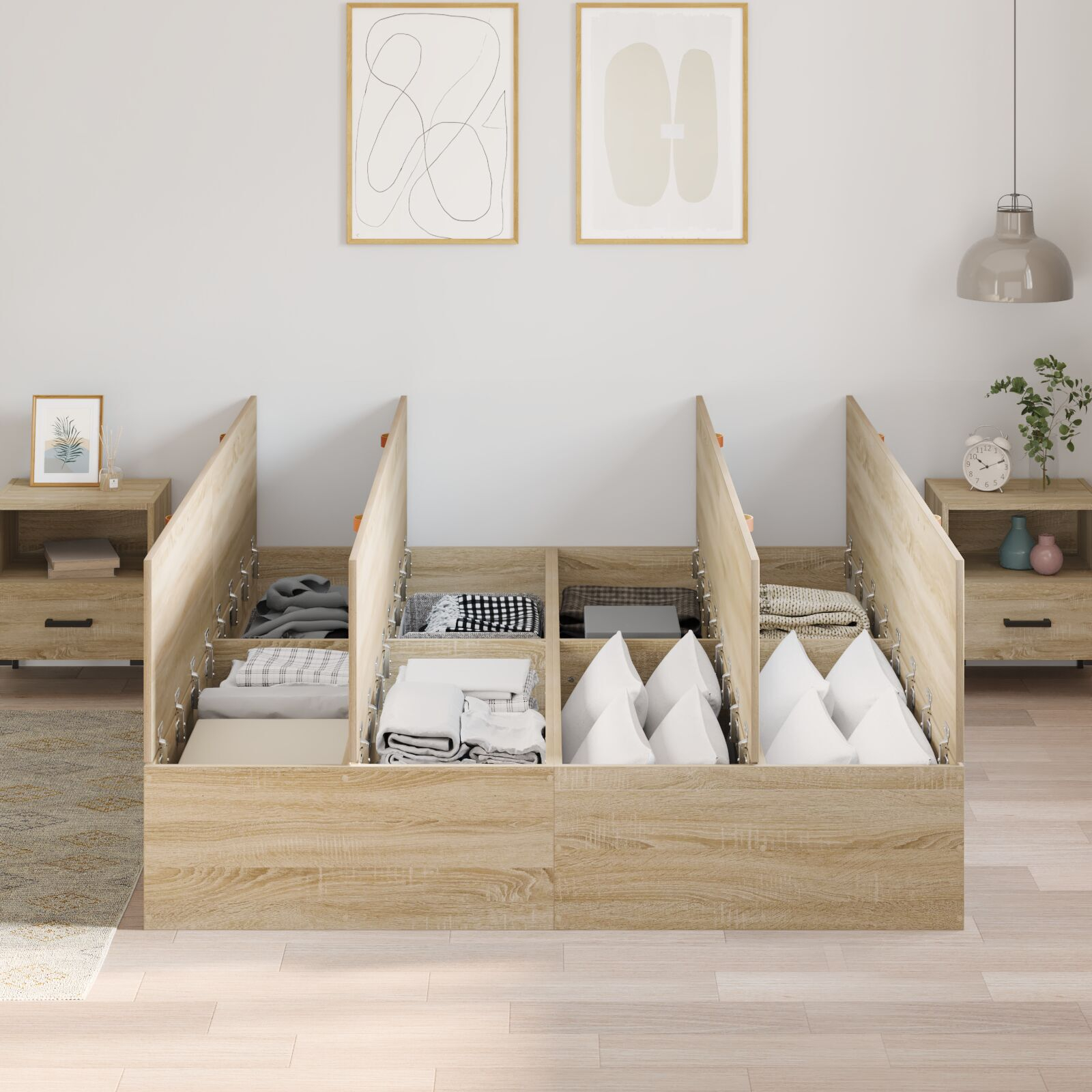 vidaXL Cadru de pat Stejar sonoma 200 x 140 x 31.5 cm Lemn compozit vidaXL Cadru de pat Stejar sonoma 200 x 140 x 31.5 cm Lemn compozit