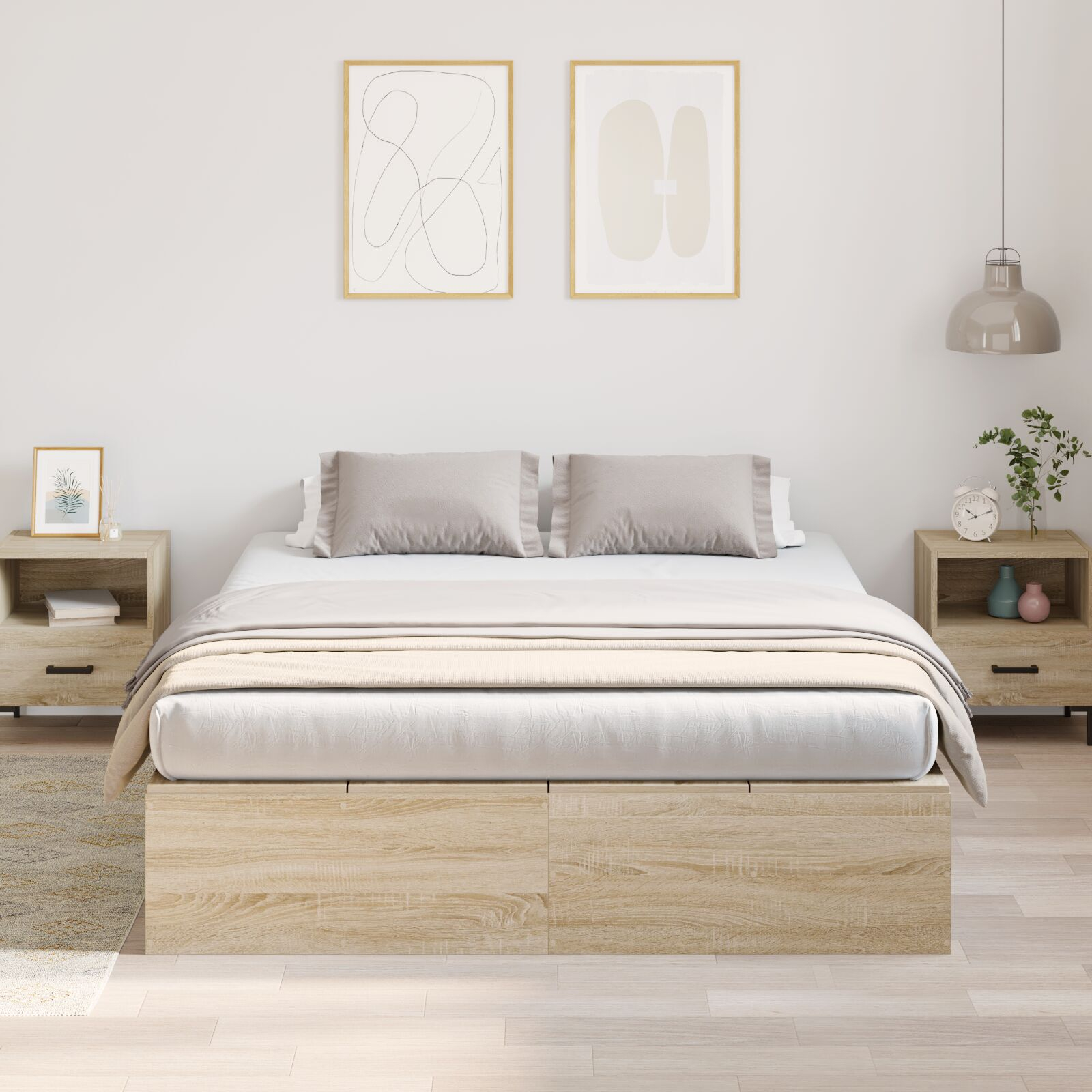 vidaXL Cadru de pat Stejar sonoma 200 x 140 x 31.5 cm Lemn compozit vidaXL Cadru de pat Stejar sonoma 200 x 140 x 31.5 cm Lemn compozit