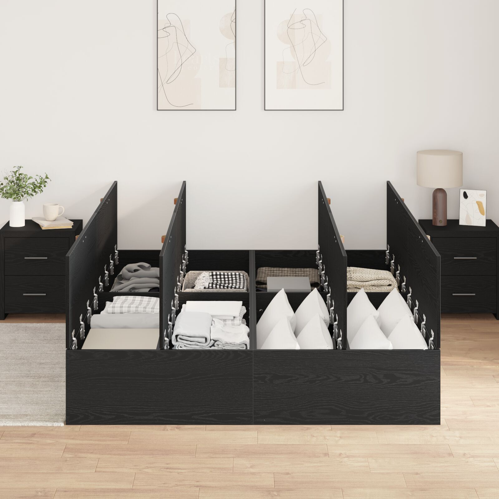 vidaXL Cadru de pat Stejar negru 200 x 160 x 31.5 cm Lemn compozit vidaXL Cadru de pat Stejar negru 200 x 160 x 31.5 cm Lemn compozit