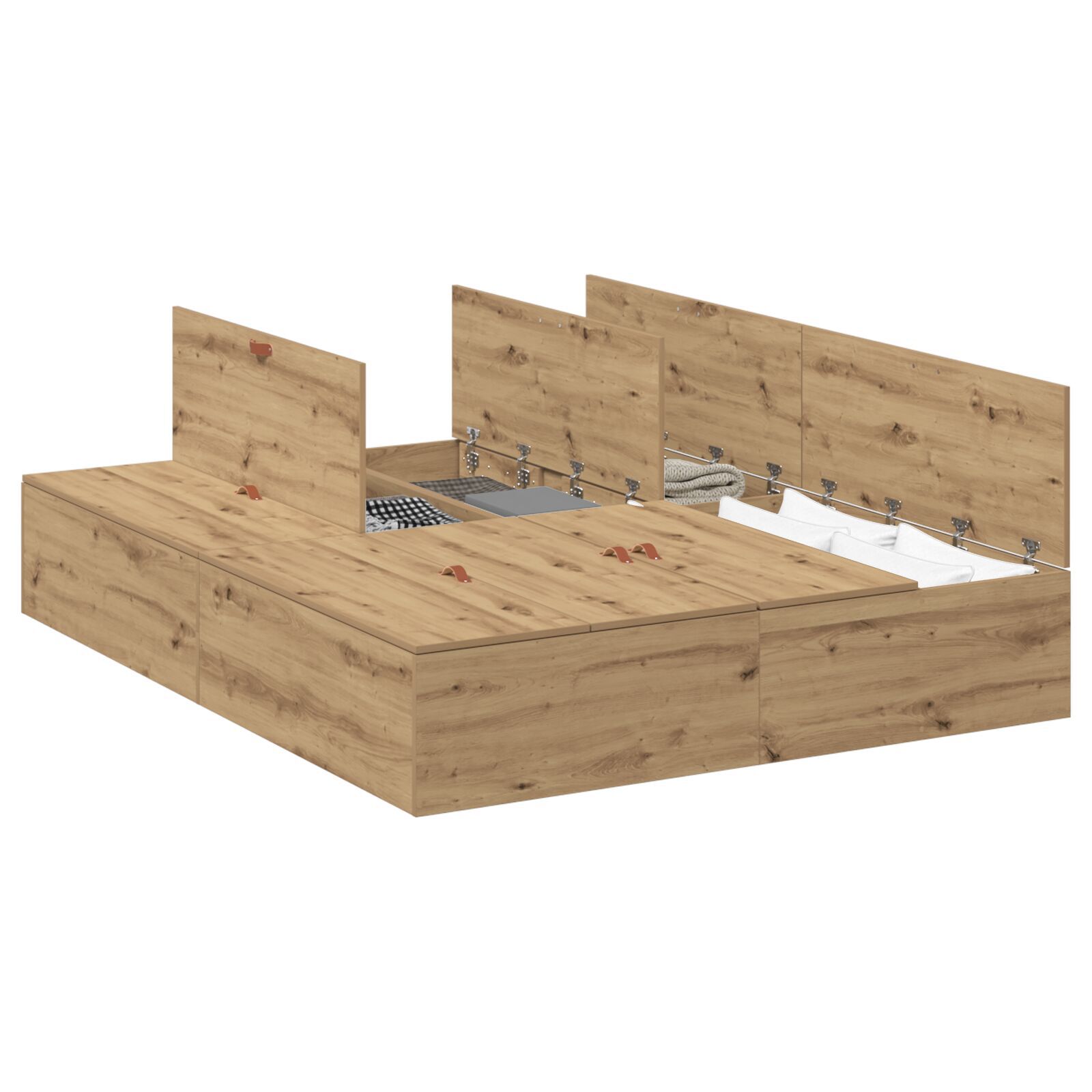 vidaXL <strong>Cadru de pat cu storage </strong> din stejar artesanal 160x200 cm vidaXL <strong>Cadru de pat cu storage </strong> din stejar artesanal 160x200 cm