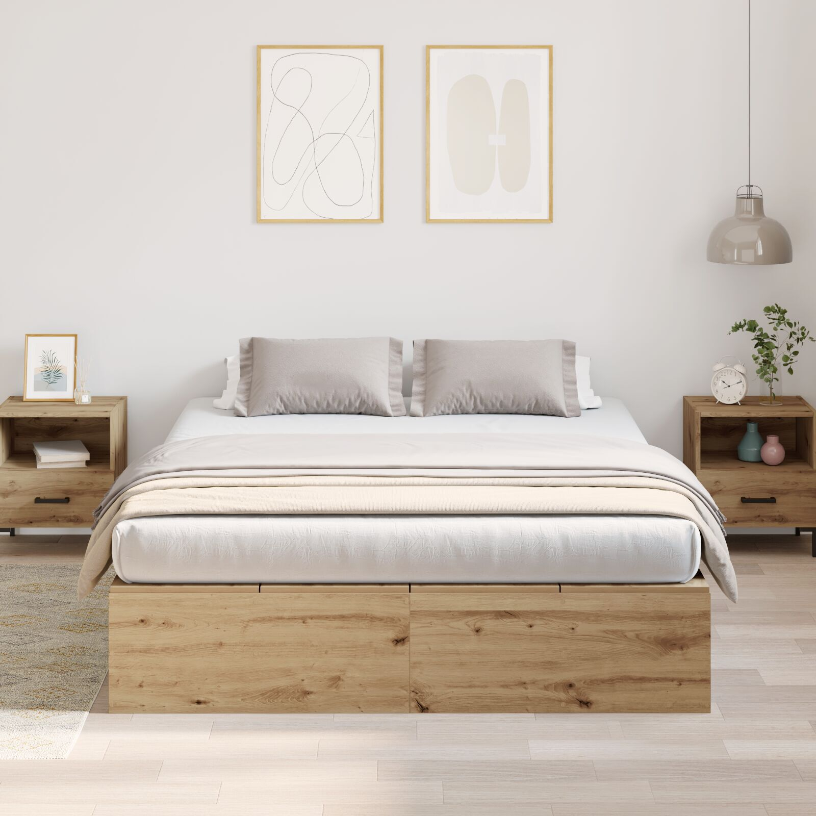 vidaXL <strong>Cadru de pat cu storage </strong> din stejar artesanal 160x200 cm vidaXL <strong>Cadru de pat cu storage </strong> din stejar artesanal 160x200 cm