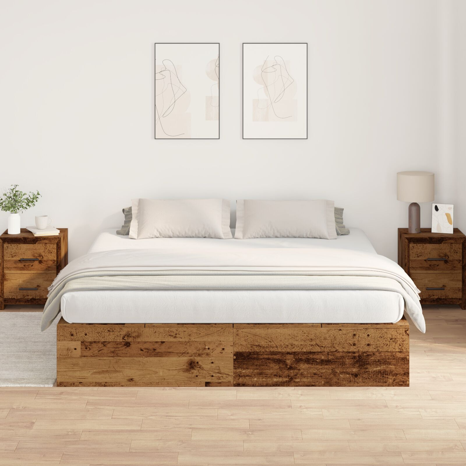 vidaXL Cadru de pat Lemn vechi 200 x 180 x 31.5 cm Lemn compozit vidaXL Cadru de pat Lemn vechi 200 x 180 x 31.5 cm Lemn compozit